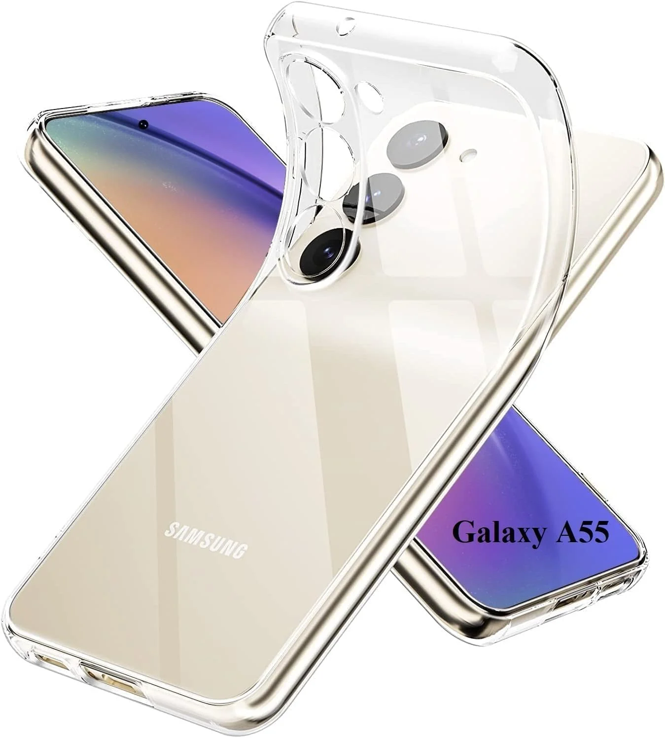 DL3 Mobilak Case Compatible with Samsung Galaxy A55 5G Case Crystal Soft TPU Gel Case Flexible Silicone Anti-Scratch Camera Protection TPU Cover - Clear