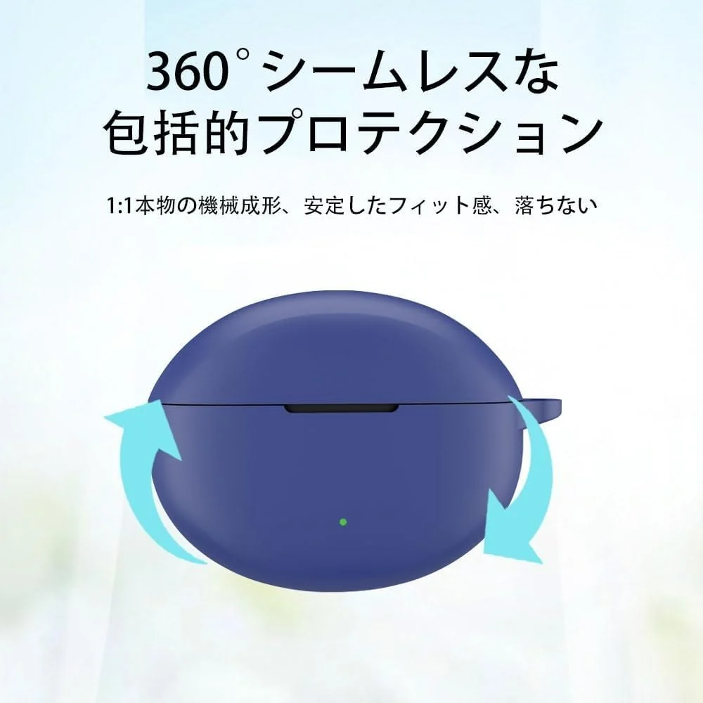 DL3 Mobilak Compatible with OPPO Enco Air3 Pro Case Cover, Soft Silicone Shockproof Protective Case Wireless Earbuds with Carabiner, Front LED Visible - Blue