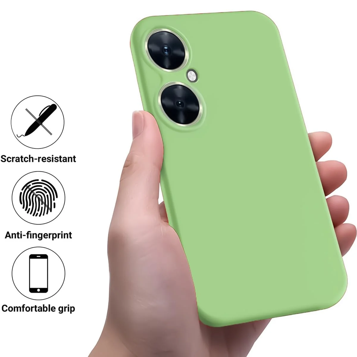 DL3 Mobilak Soft Silicone Protective Case for Huawei nova 11i with Microfiber Lining and Shockproof Design - Light Green