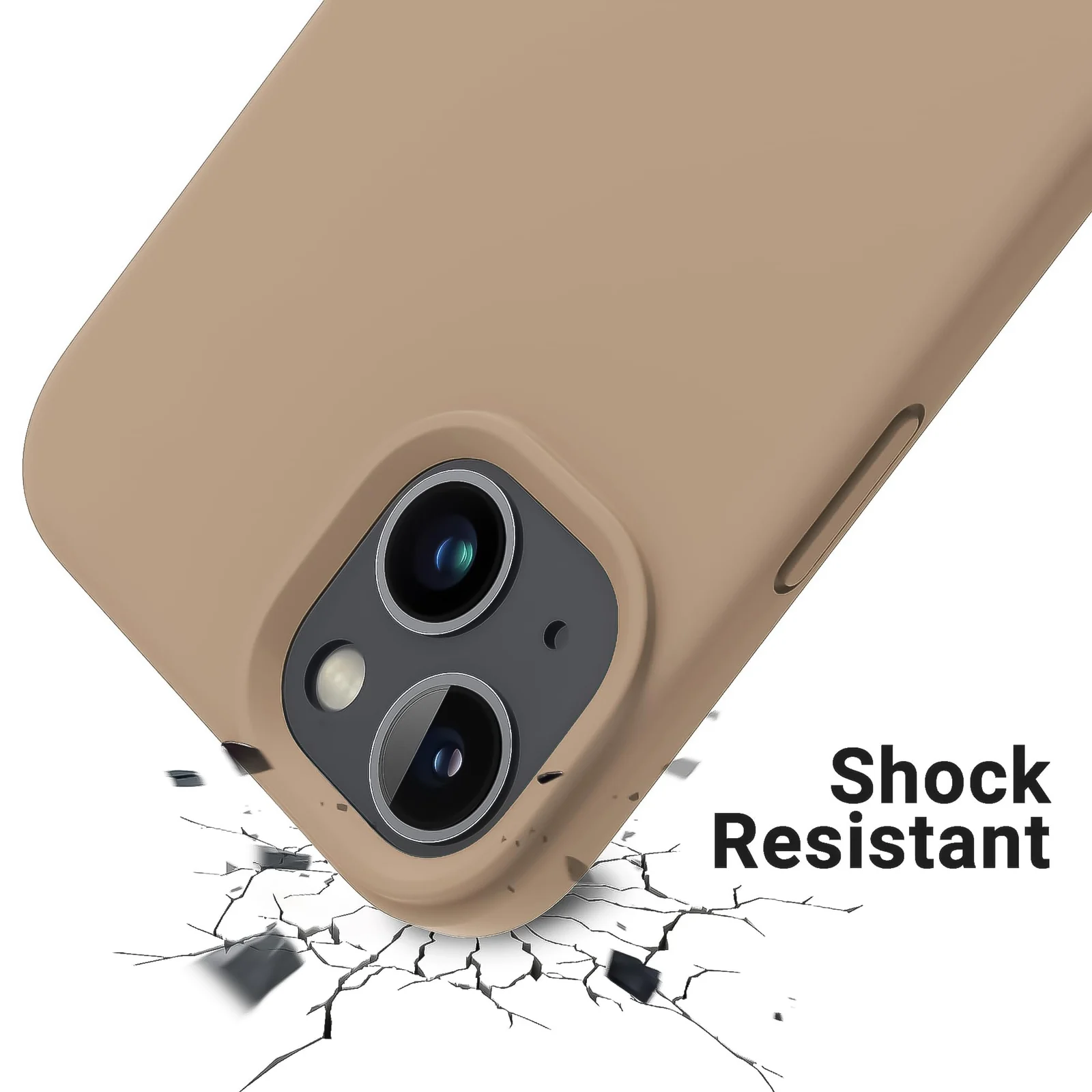 DL3 Mobilak Compatible with iPhone 13 / iPhone 14 (6.1 Inch) Case, Liquid Silicone Case, Full Body Protective Cover, Shockproof, Slim Phone Case, Anti-Scratch Soft Microfiber Lining - Desert