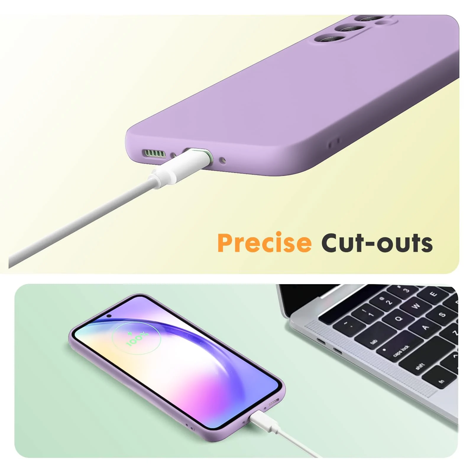 DL3 Mobilak Silicone Protective Case for Samsung Galaxy A24 4G, Shock-absorbing protection, Scratch-resistant surface, Soft microfiber lining - Lavender