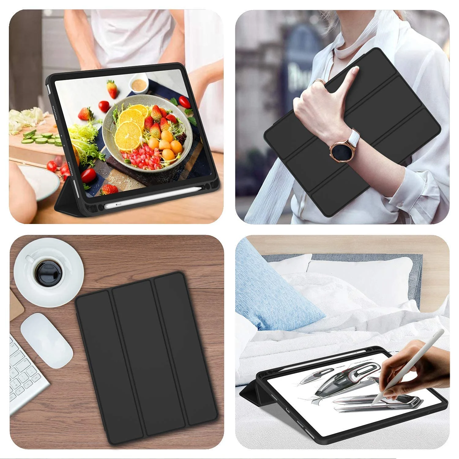 DL3 Mobilak iPad Pro 11 Inch Case 2022(4th Gen)/2021(3rd Gen)/2020(2nd Gen) with Pencil Holder, Smart iPad Case [Support Touch ID and Auto Wake/Sleep] with Auto 2nd Gen Pencil Charging - Black