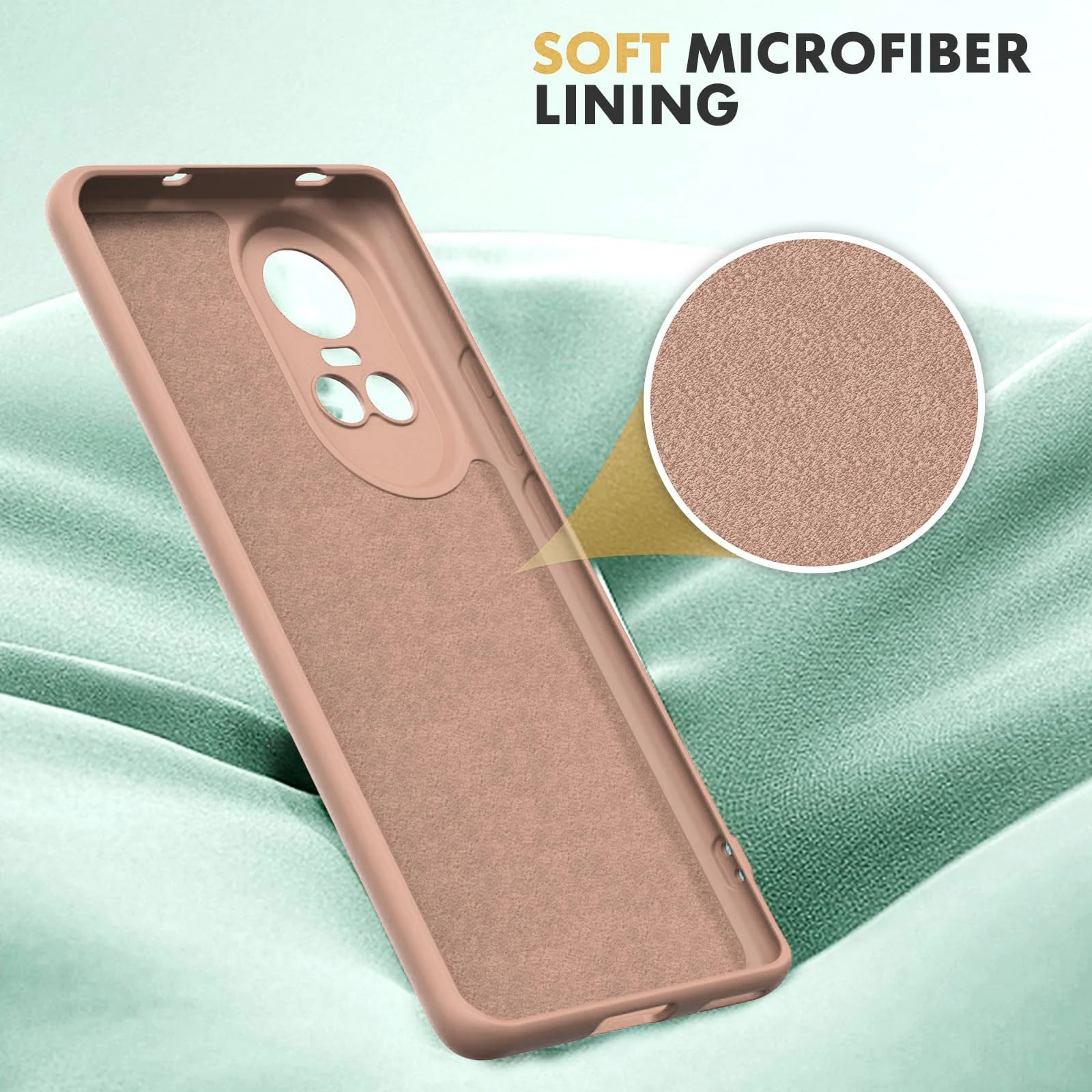 DL3 Mobilak Liquid Silicone Case for OPPO Reno 10, Shock-absorbing protection, Scratch-resistant surface, Soft microfiber lining - Light Orange