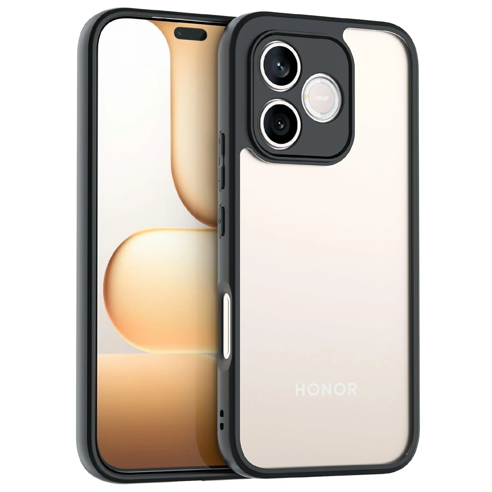 DL3 Mobilak Compatible with HONOR 600 Lite Case Transparent, Military-Grade Shockproof Anti-Yellowing, Slim Protective Phone Case Full Bumper Cover With Camera Protective - Black