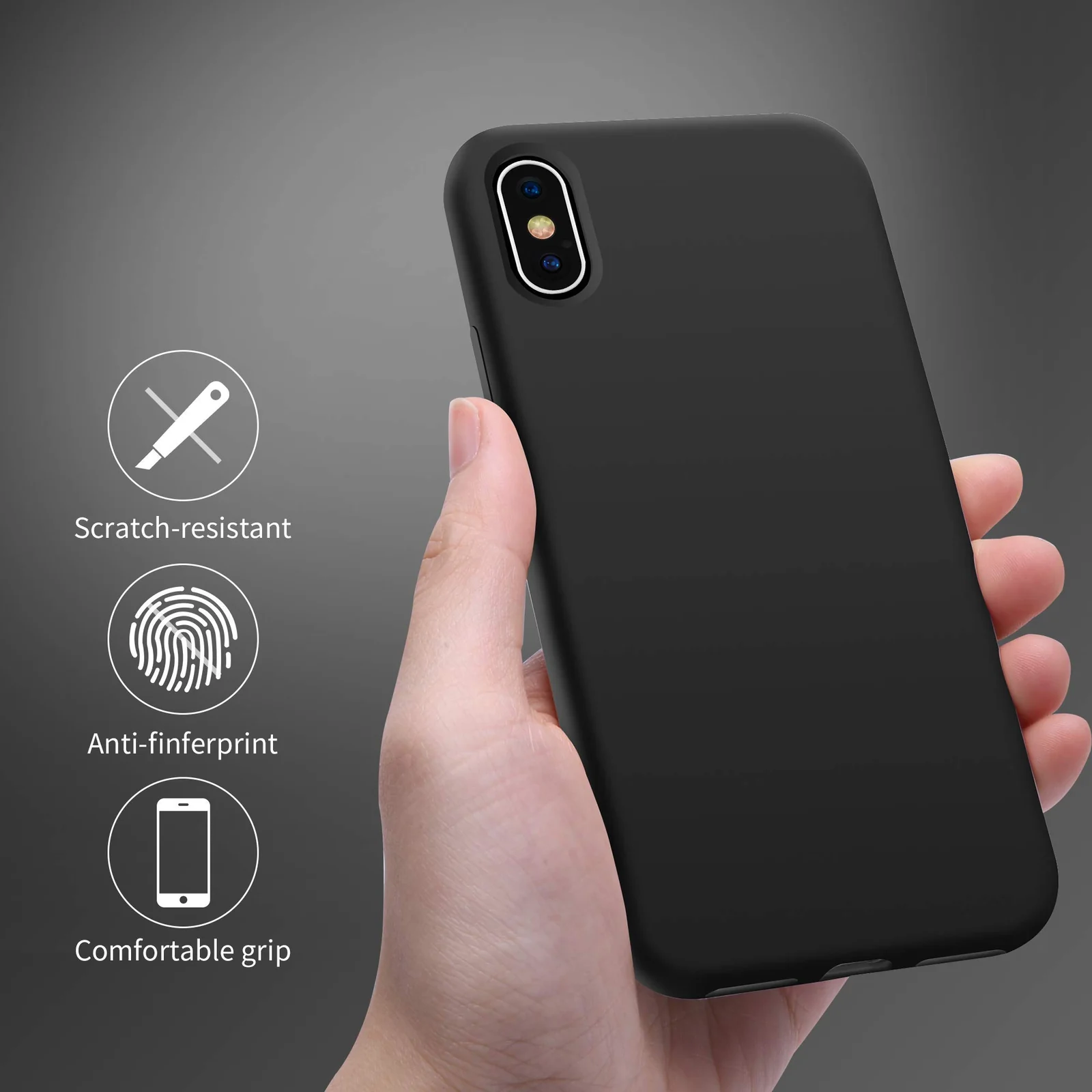 DL3 Mobilak Liquid Silicone Protective Case with Soft Microfiber Lining for iPhone XS Max - Black