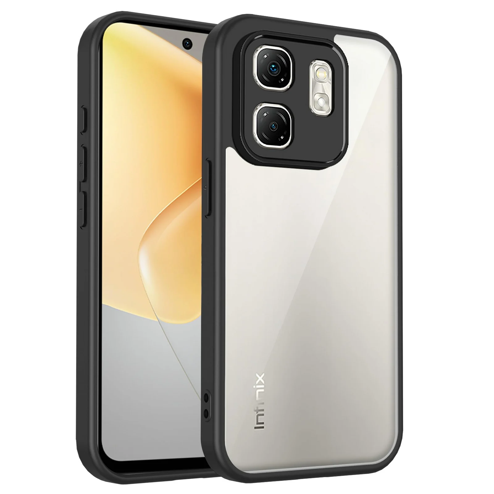 DL3 Mobilak Compatible with Infinix Smart 9 / Infinix Hot 50i Case Transparent, Military-Grade Shockproof Anti-Yellowing, Slim Protective Phone Case Full Bumper Cover With Camera Protective - Black