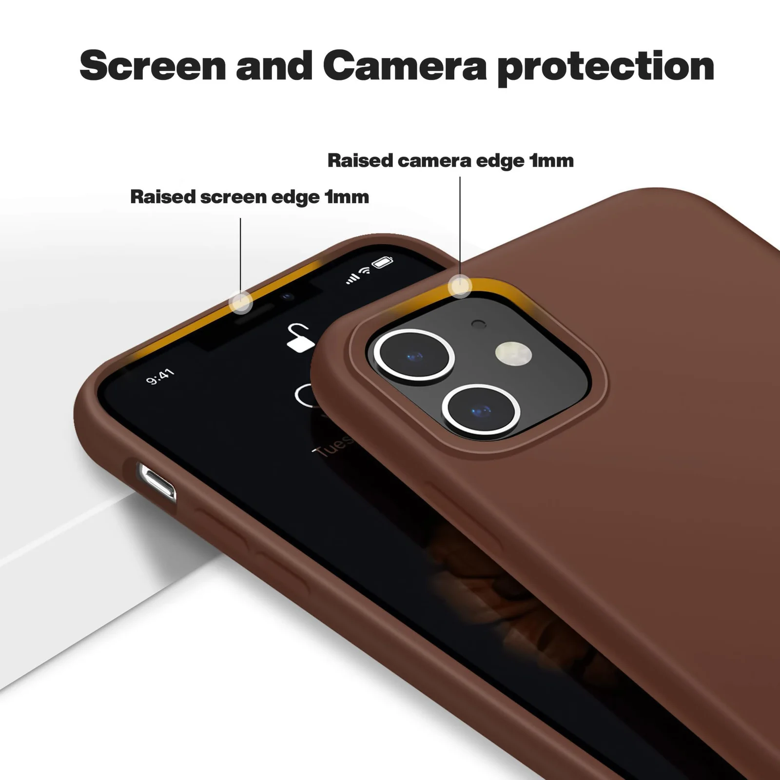 DL3 Mobilak Liquid Silicone Protective Case for iPhone 11 (6.1 Inch) with Camera Protection and Microfiber Lining - Brown
