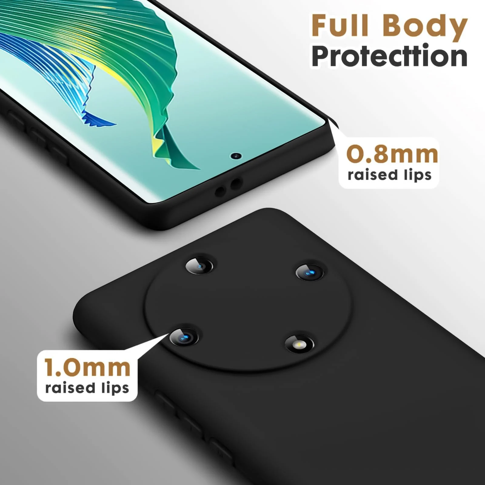 DL3 Mobilak Soft Silicone Protective Case for Honor X9a with Microfiber Lining and Shockproof Design - Black