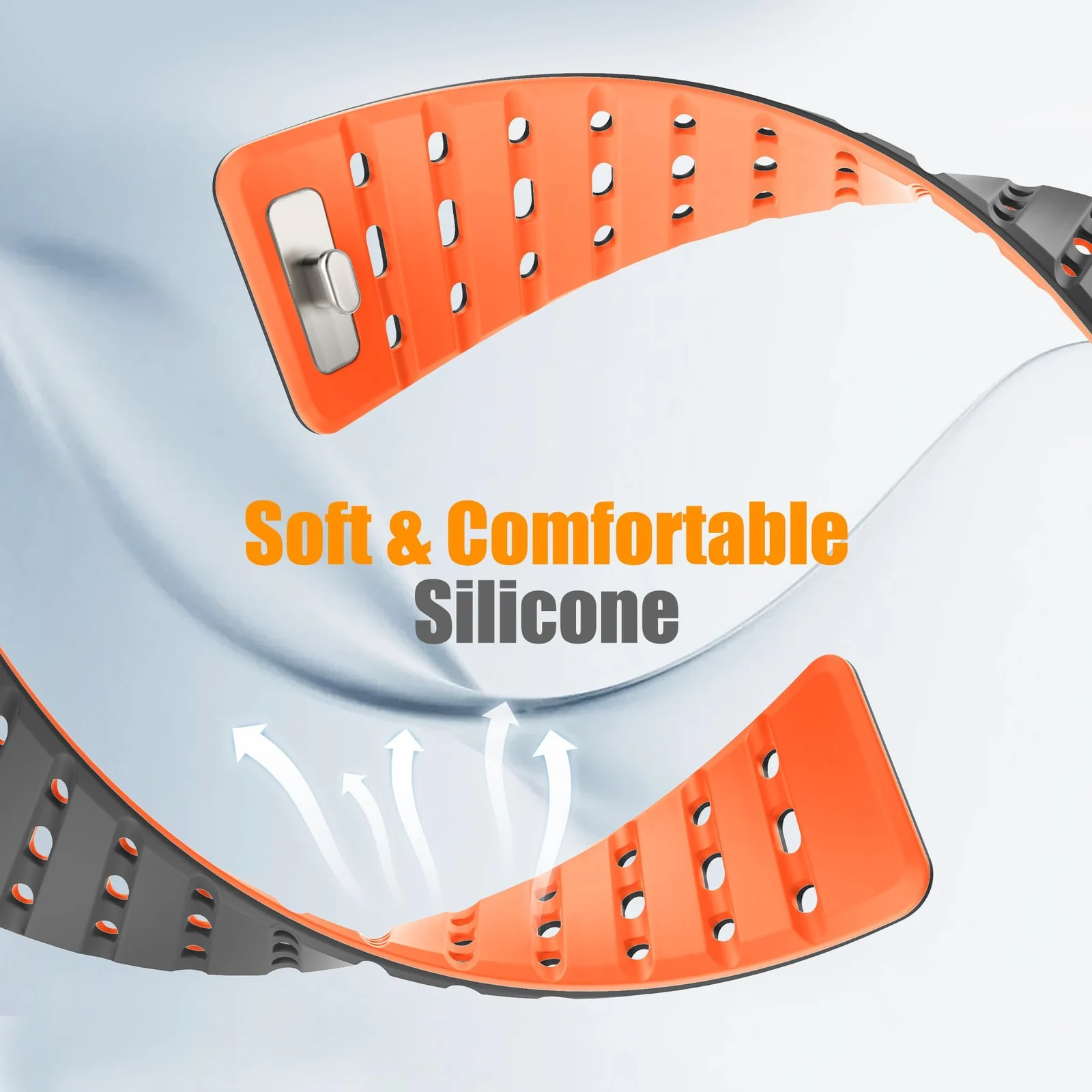 DL3 MOBILAK Adjustable Silicone Sports Watch Strap for Whoop 5.0 - Gray/Orange