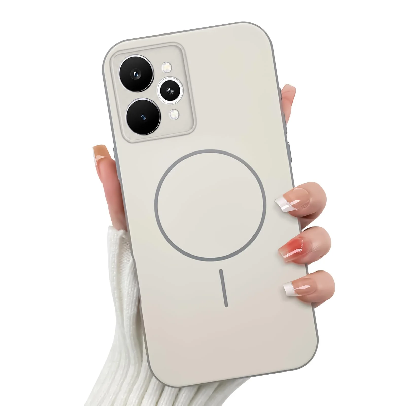 DL3 Mobilak Case For realme 15 Pro 5G Slim Design [Not Compatible with MagSafe] Soft Silicone Case Flexible TPU Anti-Scratch Protective Cover with Full Camera Protection - Off-White