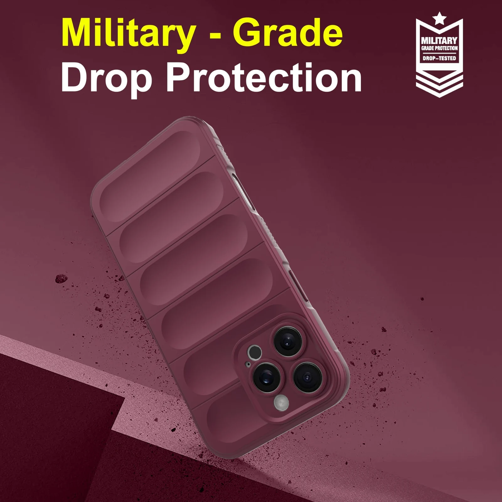 DL3 Mobilak Rugged Protective Case for iPhone 16 Pro 6.3-Inch, Camera protection, Shock-absorbing protection, Non-slip grip - Wine Red