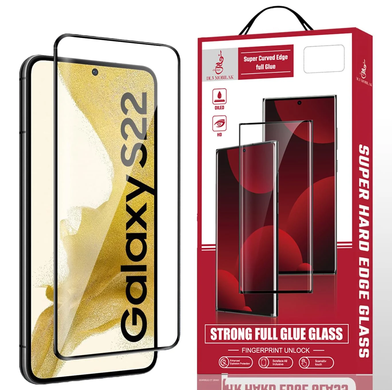 DL3 Mobilak Screen Protector for Samsung Galaxy S22 5G, Tempered Glass Screen Saver Premium HD Protective, Scratch Resistant, NO-Bubble, 9H Hardness, Full Coverage Film - Clear