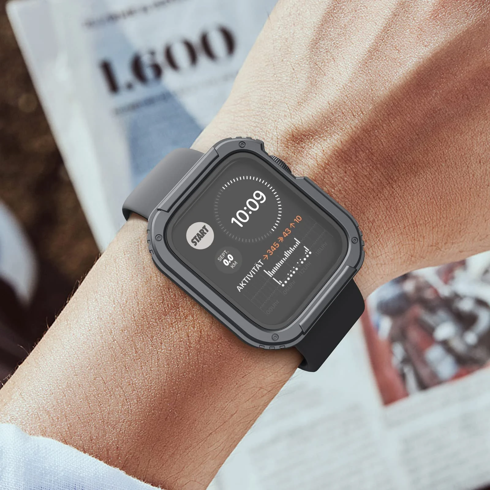 DL3 Mobilak Rugged Apple Watch Case 44mm Series SE 6/5/4 with Screen Protector, Durable Military Grade Quattro Pro Series Drop-Proof Protective Cove Full Coverage Shock-Proof Bumper (Grey)