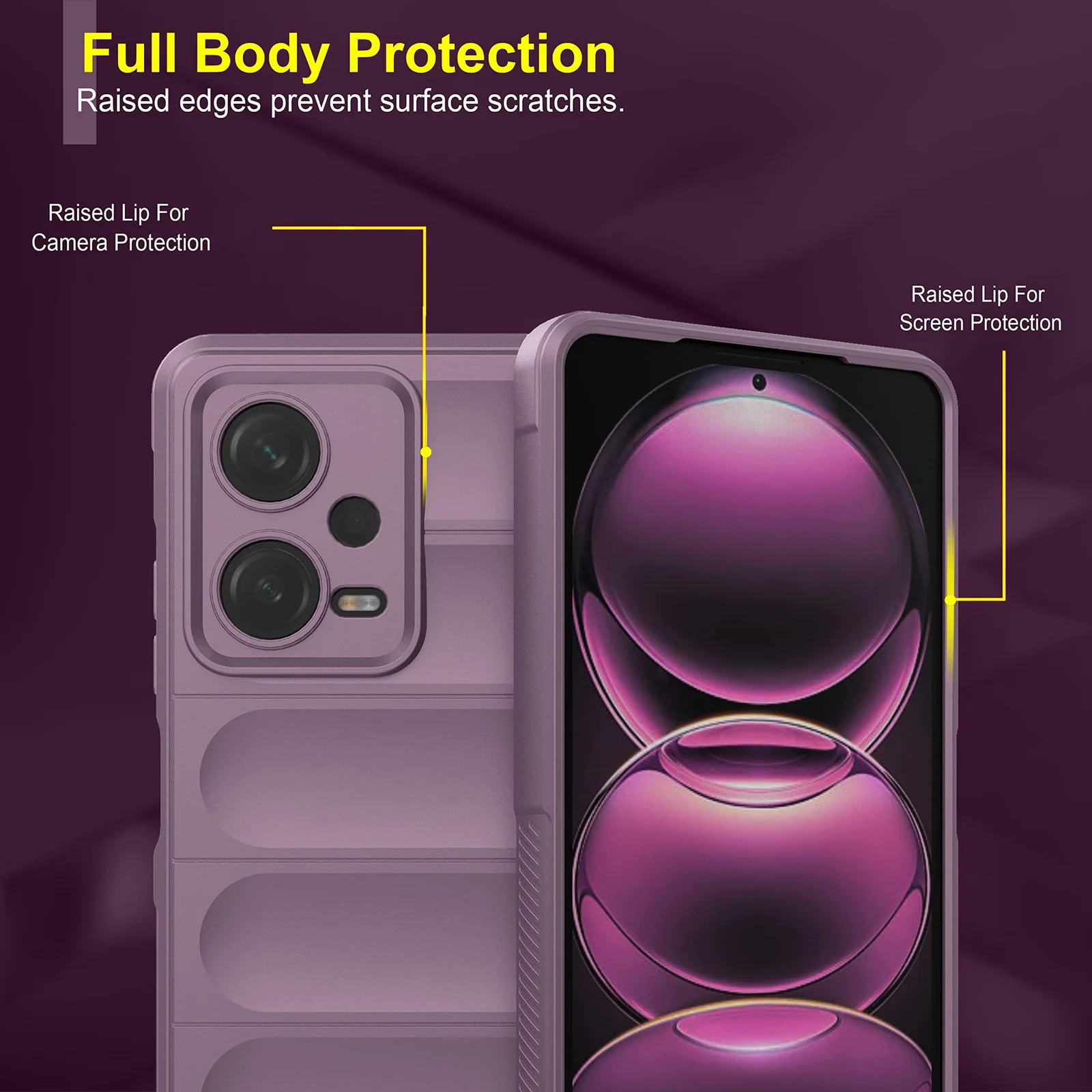 DL3 Mobilak Rugged Protective Case for Xiaomi Redmi Note 12 5G / Poco X5 5G, Camera protection, Shock-absorbing protection, Non-slip grip - Purple