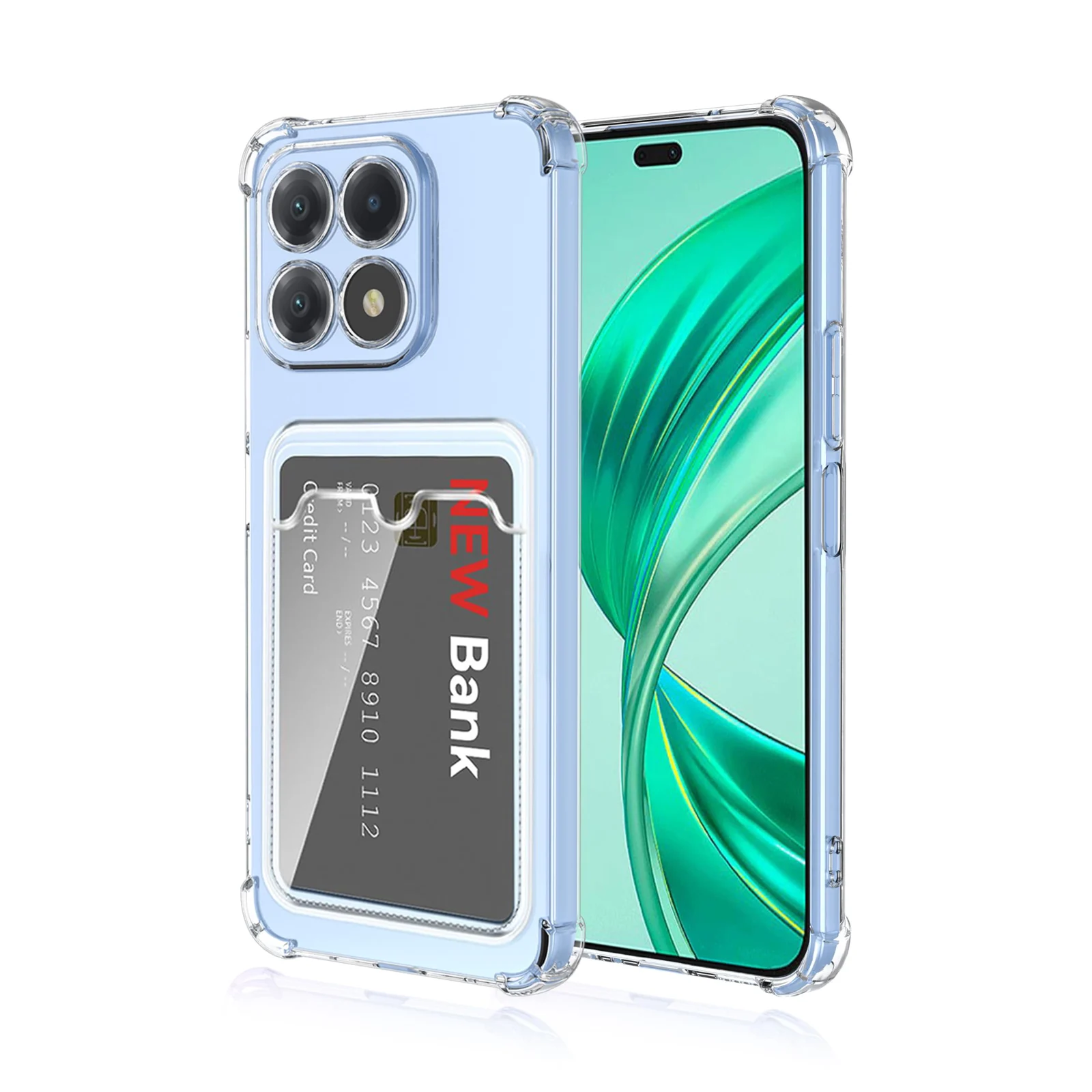 DL3 Mobilak Clear TPU Card Holder Case for Honor X8b with Camera Protection and Shockproof Design - Clear