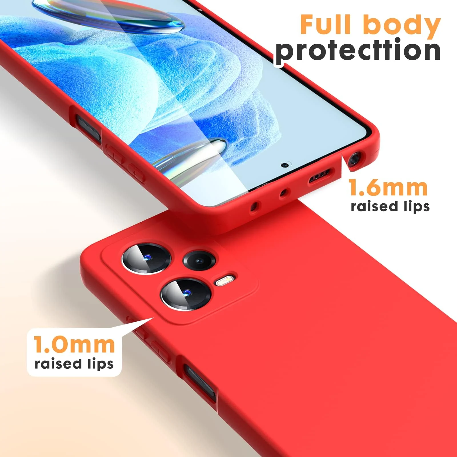 DL3 Mobilak Silicone Protective Case for Xiaomi Redmi Note 12 Pro + / 12 pro plus 5G, Shock-absorbing protection, Scratch-resistant surface, Soft microfiber lining - Red