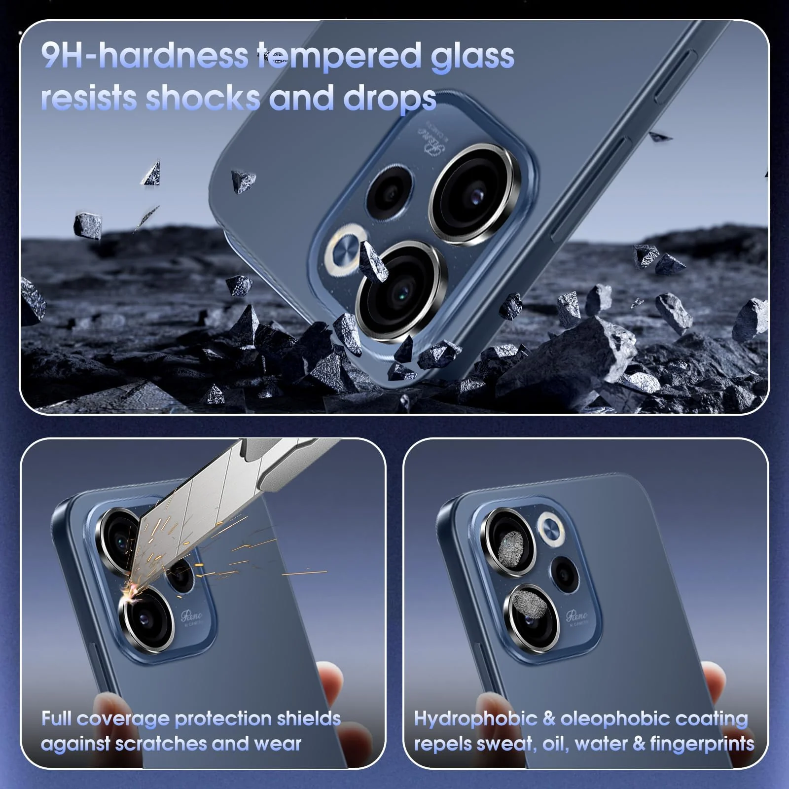 DL3 Mobilak Camera Lens Protector for OPPO Reno 15F / OPPO Reno15 FS Accessories, 9H Tempered Glass Metal Individual Ring Camera Cover Screen Protector, Case Friendly, Anti Scratch - Black
