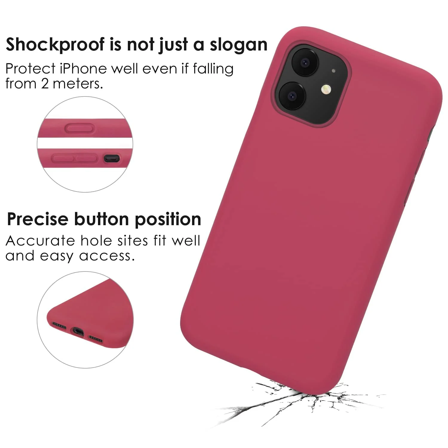 DL3 Mobilak Liquid Silicone Protective Case for iPhone 11 (6.1 Inch) with Camera Protection and Microfiber Lining - Rose Red