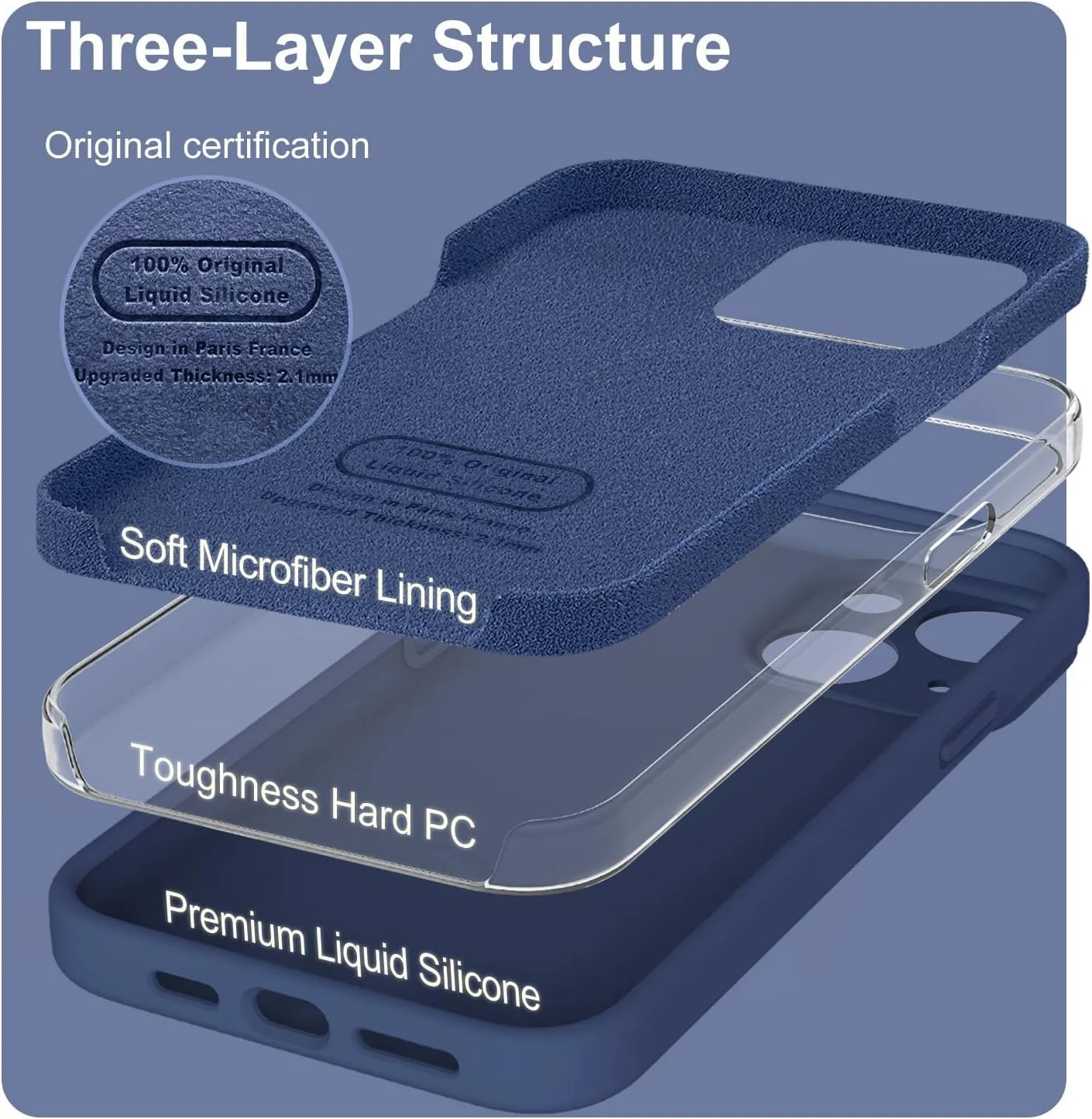 DL3 Mobilak Liquid Silicone Protective Case for iPhone 13 (6.1 Inch) with Camera Protection and Microfiber Lining - Blue
