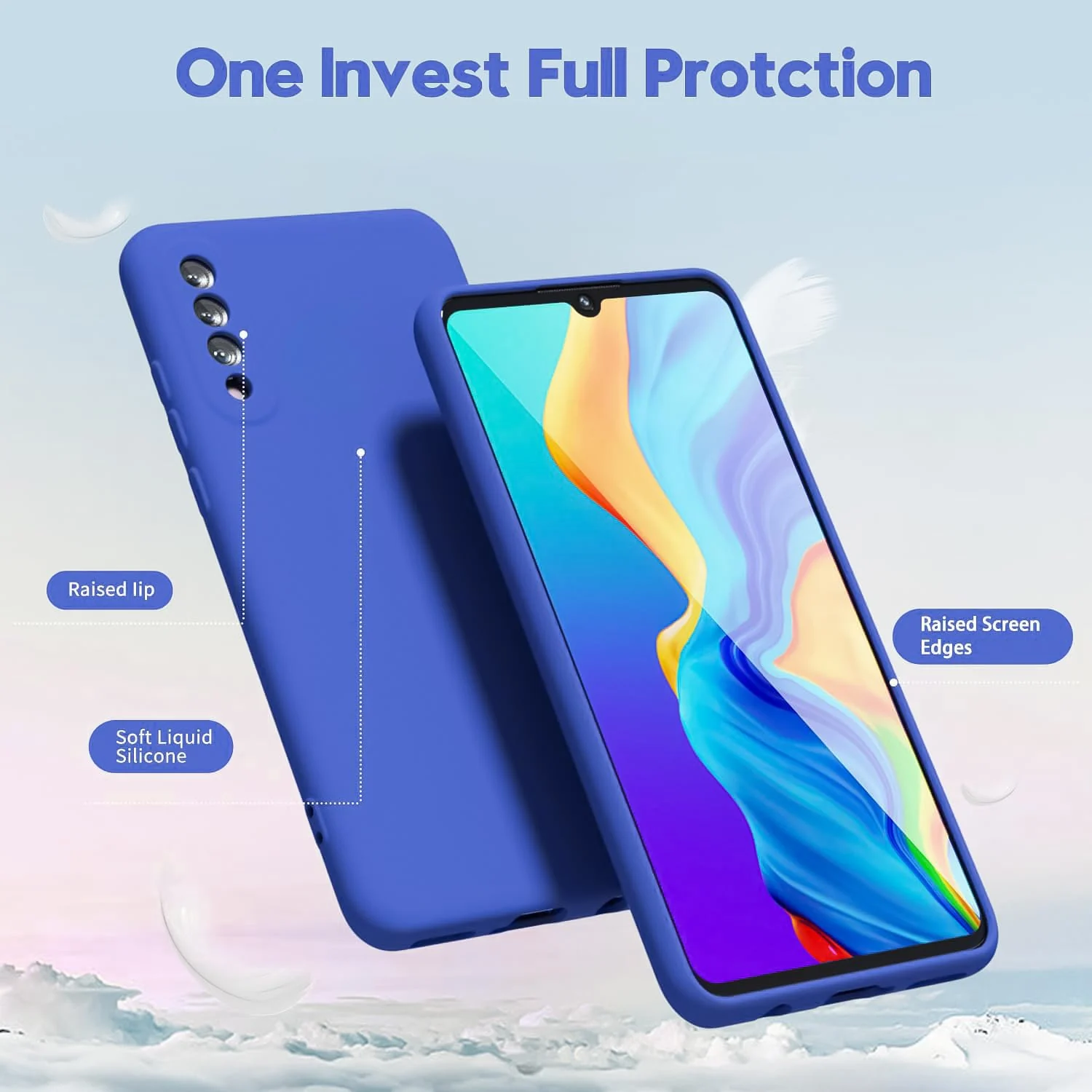 DL3 Mobilak Xiaomi Mi 9 Lite Case, Soft Flexible Liquid Silicone Gel Rubber Bumper Cover, Full Body Shockproof Protective Phone Case - Light Blue