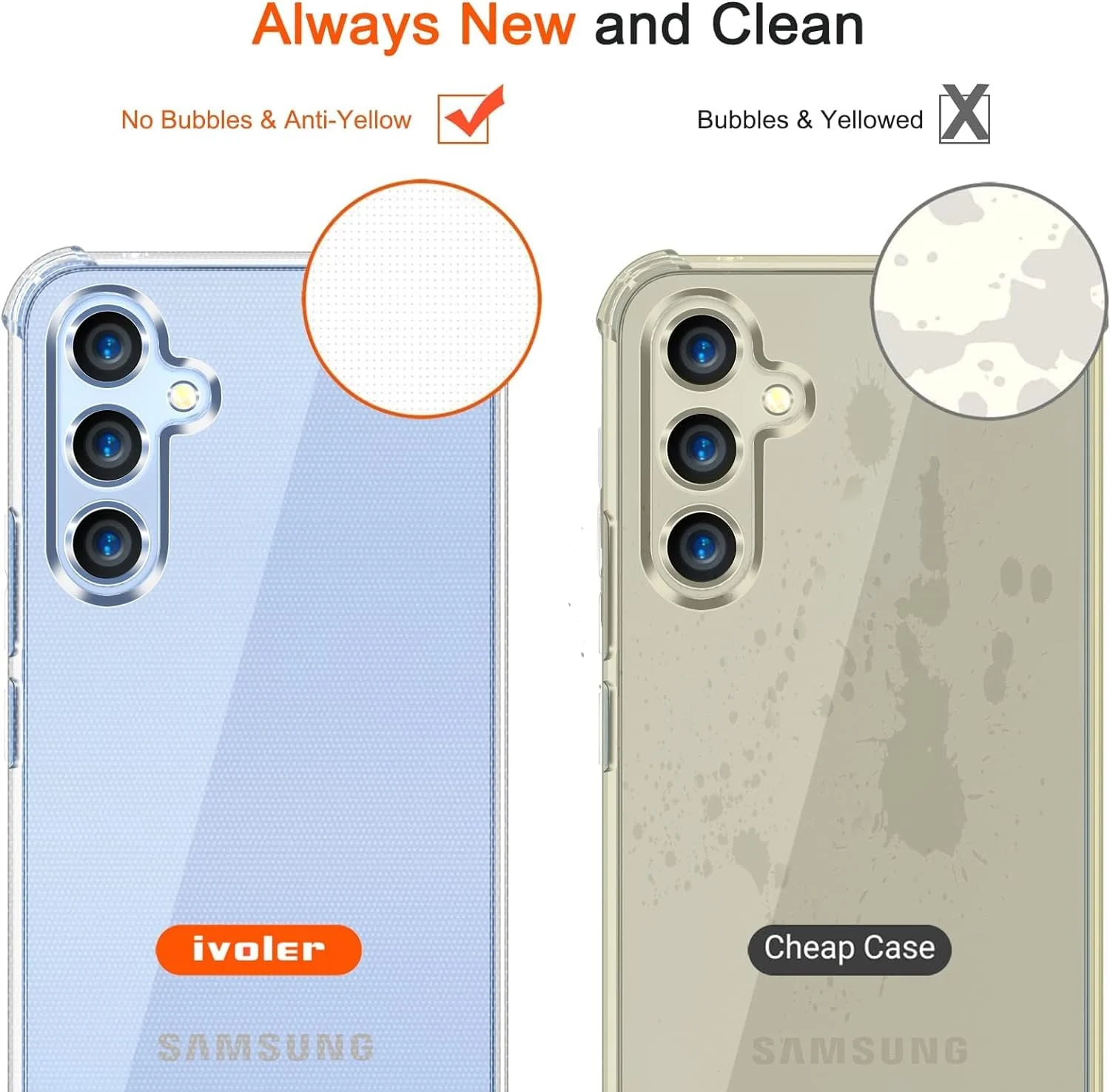 DL3 Mobilak Case Compatible with Samsung Galaxy A25, Cover Silicone TPU Gorilla Anti-shock Protector Camera Shockproof Corners - Clear