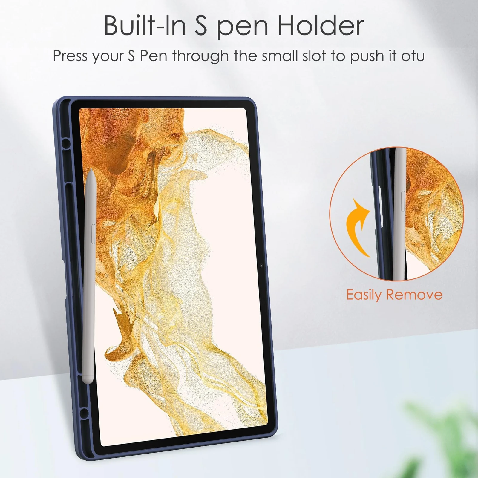 DL3 Mobilak Case for Samsung Galaxy Tab S10 Plus/Tab S9 Plus 12.4-Inch with S Pen Holder, Clear Transparent PC Back, Shockproof Tri-Fold Stand Tablet Cover, Auto Wake/Sleep - Blue