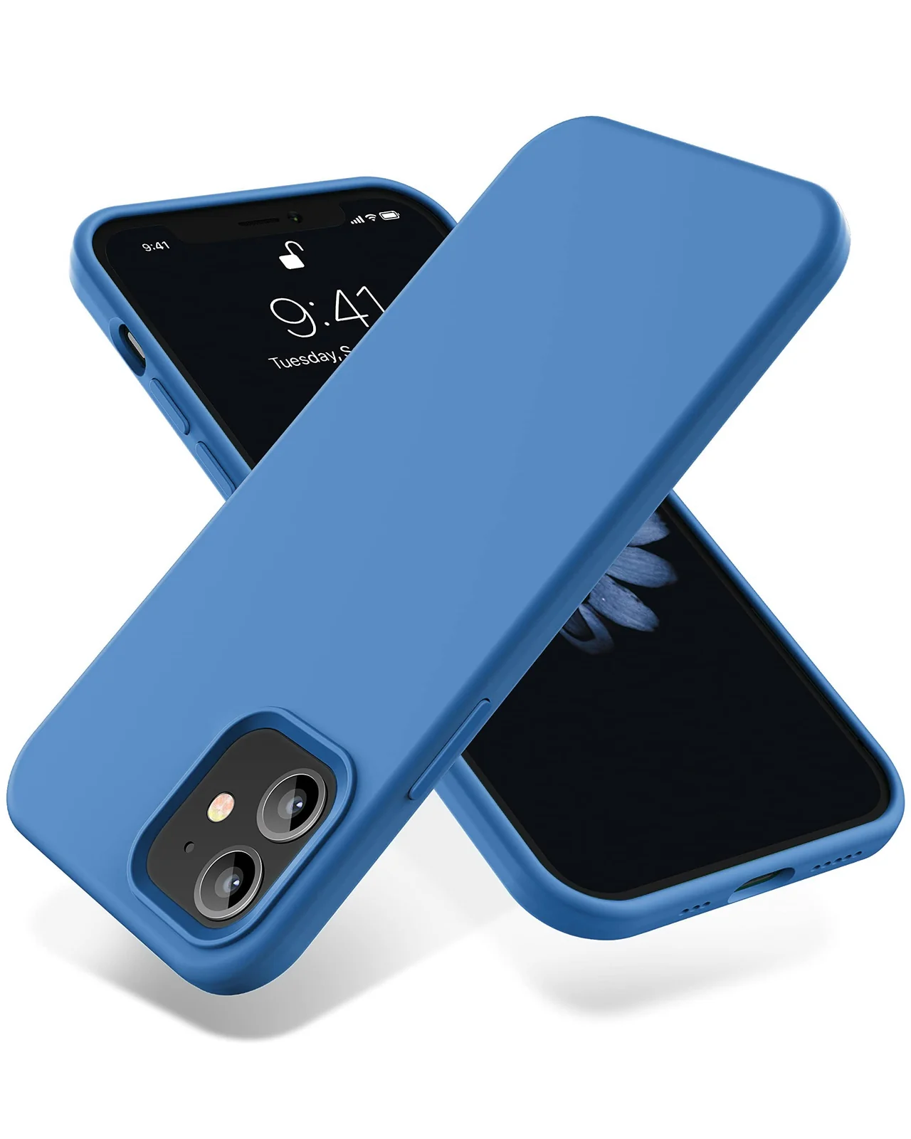 DL3 Mobilak Liquid Silicone Case for iPhone 12 / 12 Pro (6.1 Inch), Shock-absorbing protection, Scratch-resistant surface, Soft microfiber lining - Light Blue