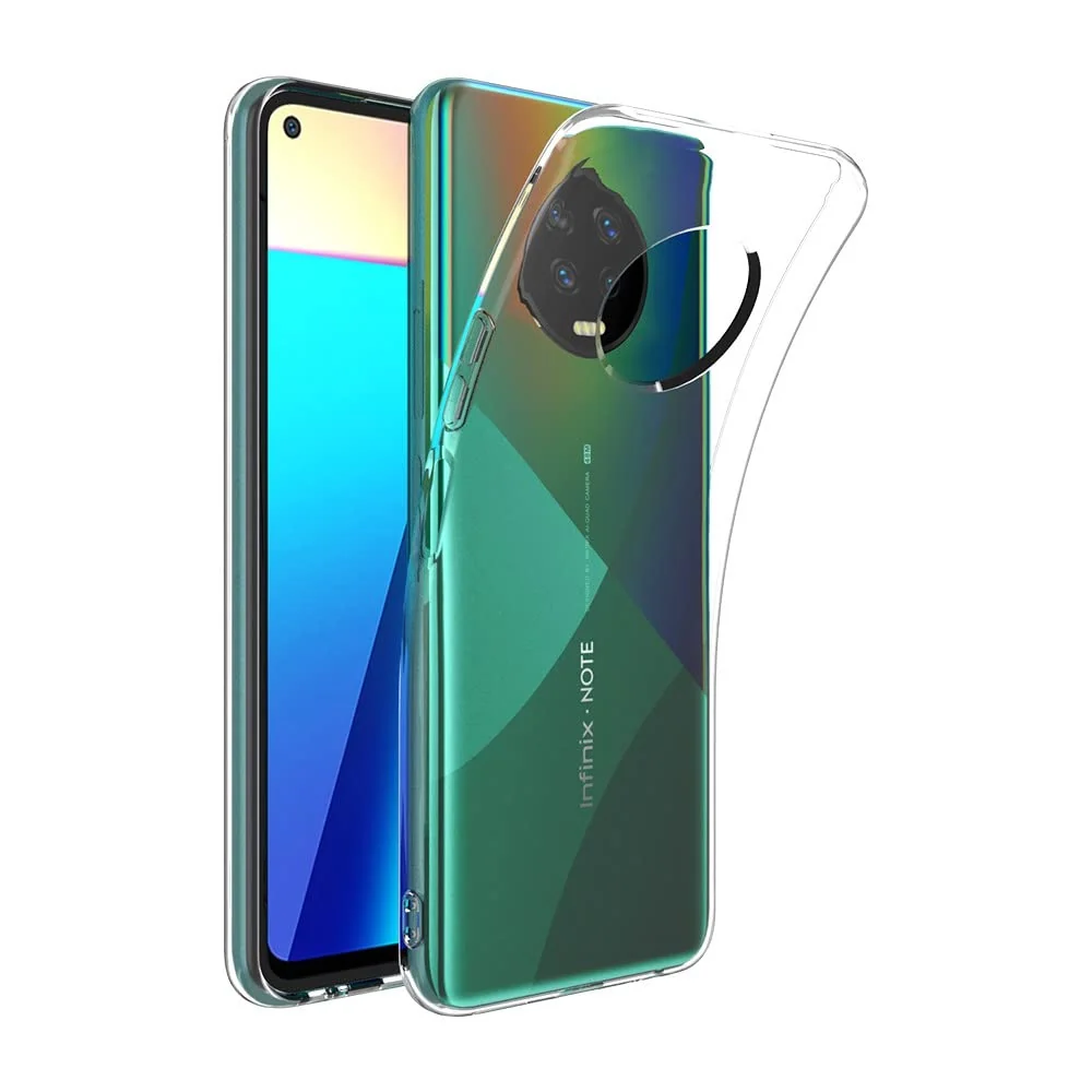 DL3 Mobilak Case Compatible with Infinix Note 7 Case Crystal Soft TPU Gel Case Flexible Silicone Anti-Scratch Camera Protection TPU Cover - Clear