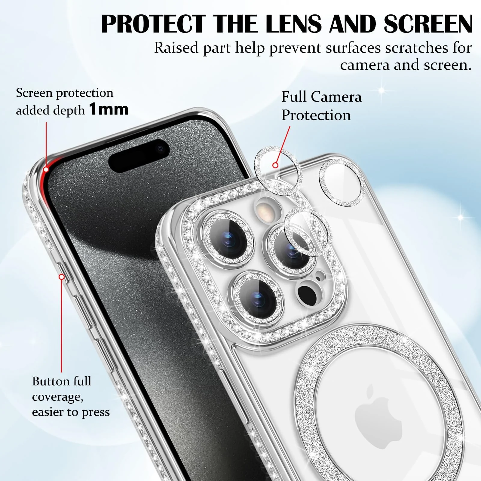 DL3 Mobilak MagSafe-Compatible Magnetic Case for iPhone 14 Pro Max with Camera Protection and Magnetic Car-Mount Support - Silver