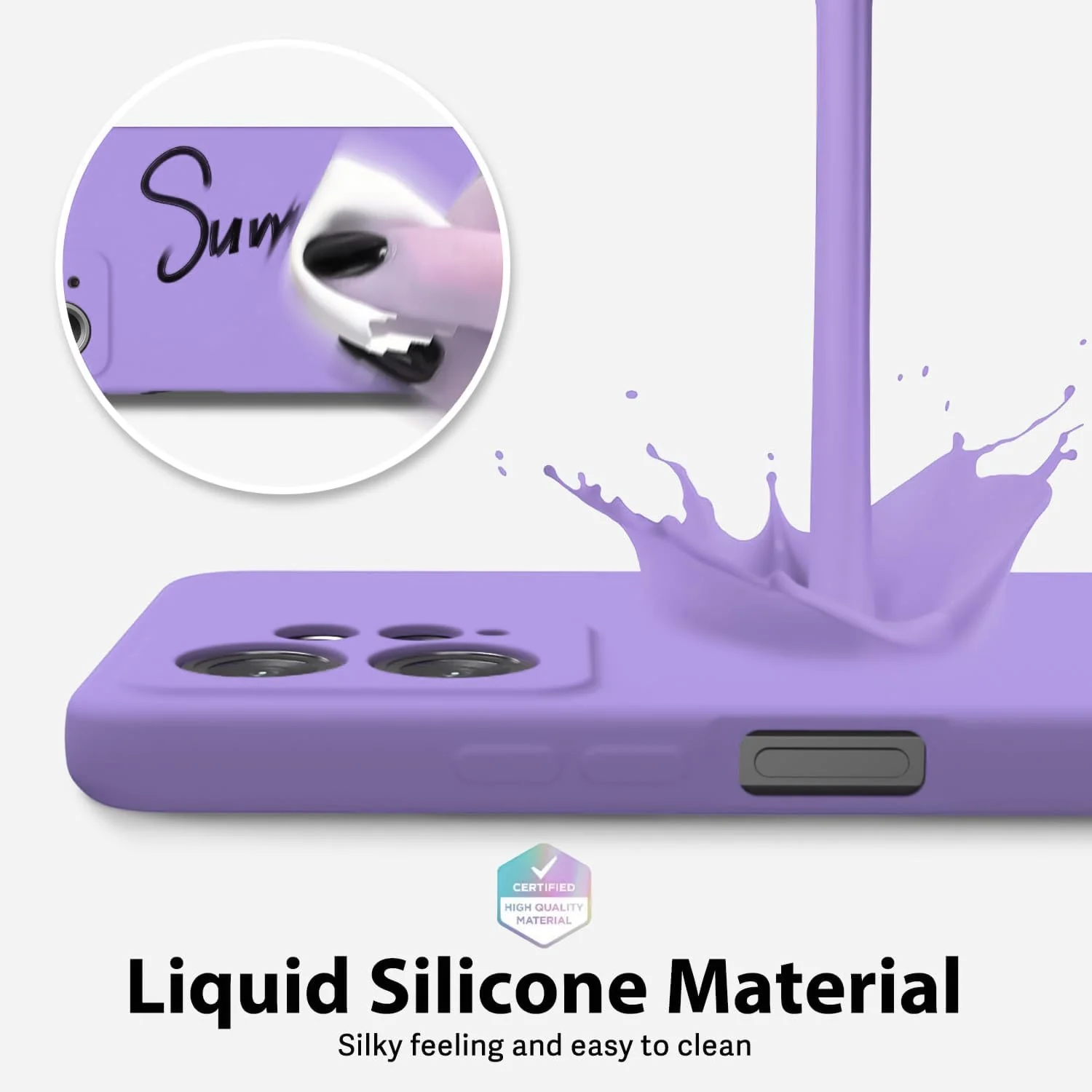 DL3 Mobilak Liquid Silicone Protective Case with Soft Microfiber Lining with Full Camera Protection for OPPO Reno 8 4G / Reno 7 4G / F21 Pro 4G / F21S Pro 4G - Light Purple