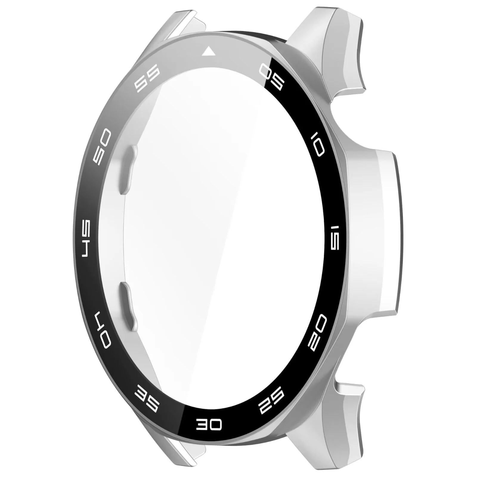 DL3 Mobilak Protective Case for Huawei Watch GT 5 46mm, Hard PC Bumper Cover with Built-in Tempered Glass Screen Protector Shell Cover Full Coverage Scratchproof with Scale - Silver