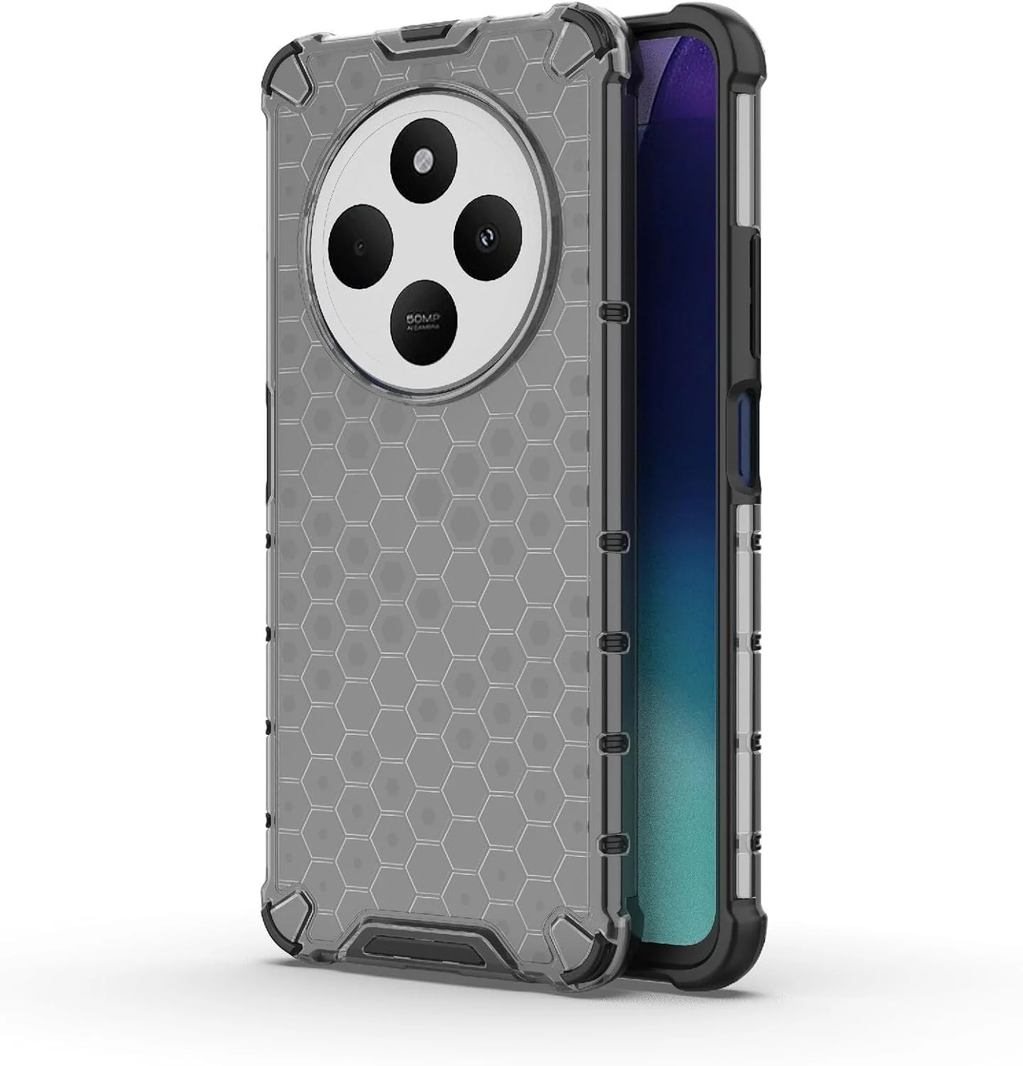 DL3 Mobilak Honeycomb Protective Case for Xiaomi Redmi 14C 4G / Poco C75, Shock-absorbing protection, Transparent design, Slim, lightweight profile - Black