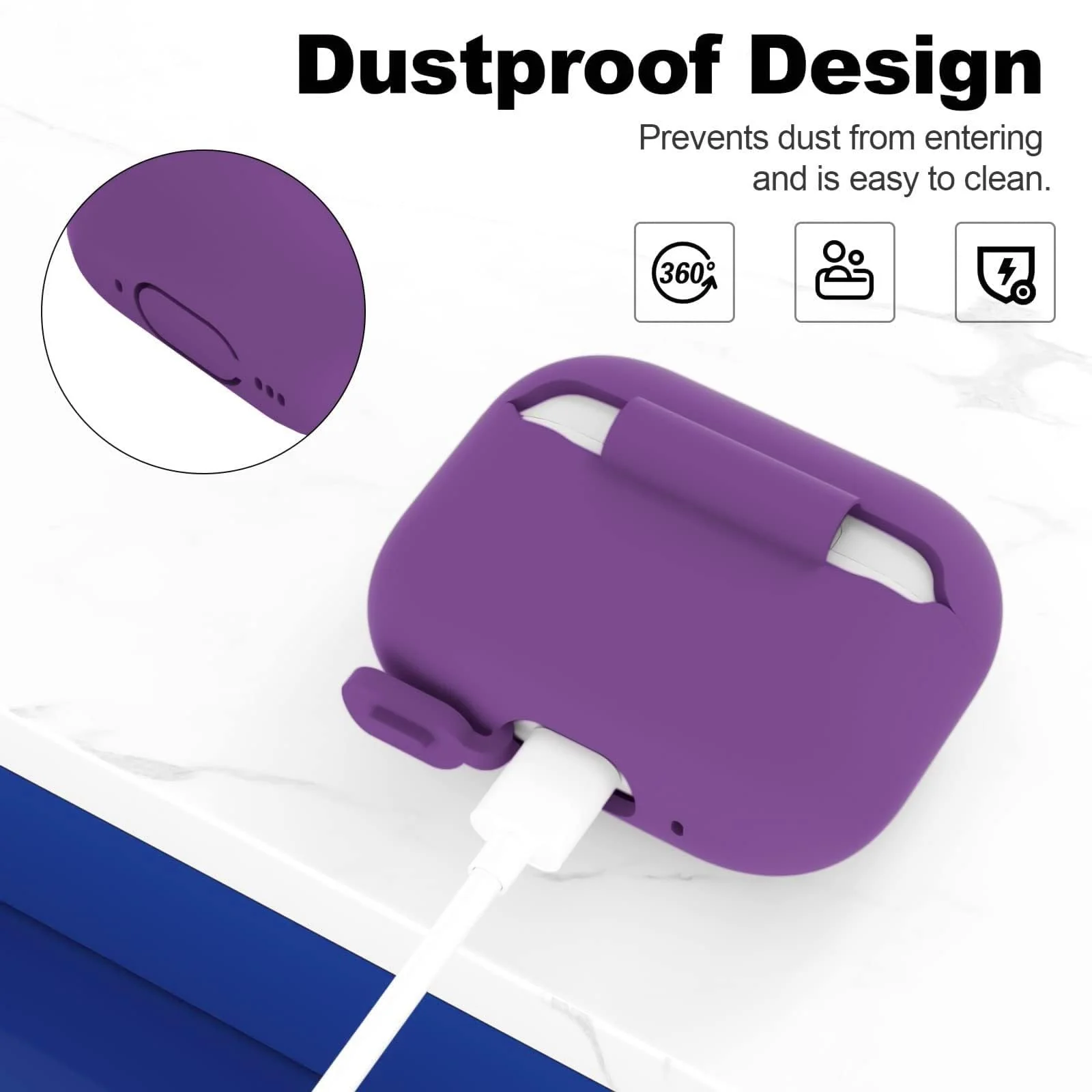 DL3 Mobilak Compatible with AirPods Pro 3 (2025) Generation Case Cover, Protective Silicone Skin with Keychain for Women Men for Apple AirPods Pro Gen 3 (2025), Front LED Visible - Violt