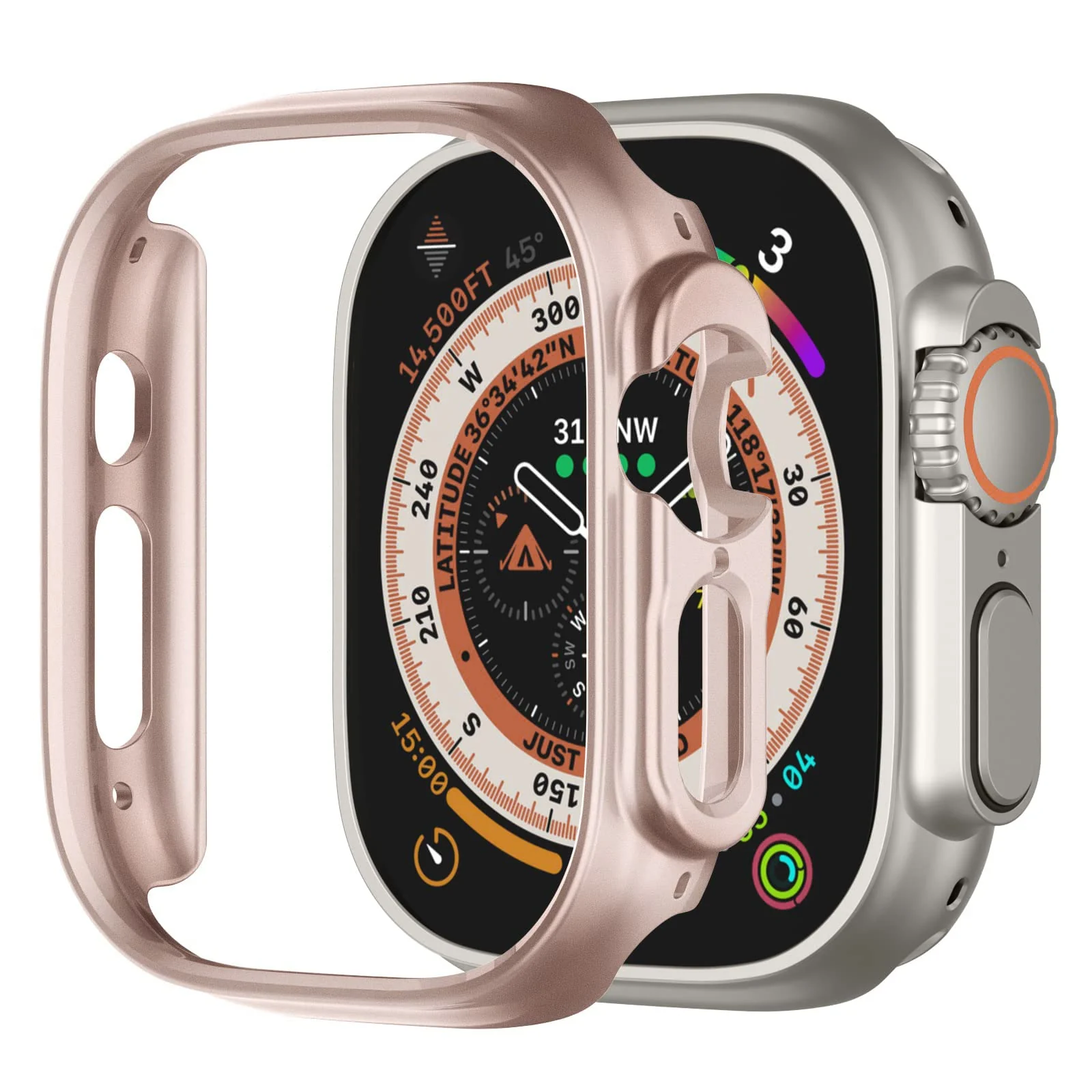 DL3 Mobilak Compatible For Apple Watch Ultra Case 49mm, Shockproof Ultra-Thin Hard PC Bumper Case All-Around Edge Protective Cover Frame[NO Screen Protector] for iWatch Accessories - A. Rose Gold