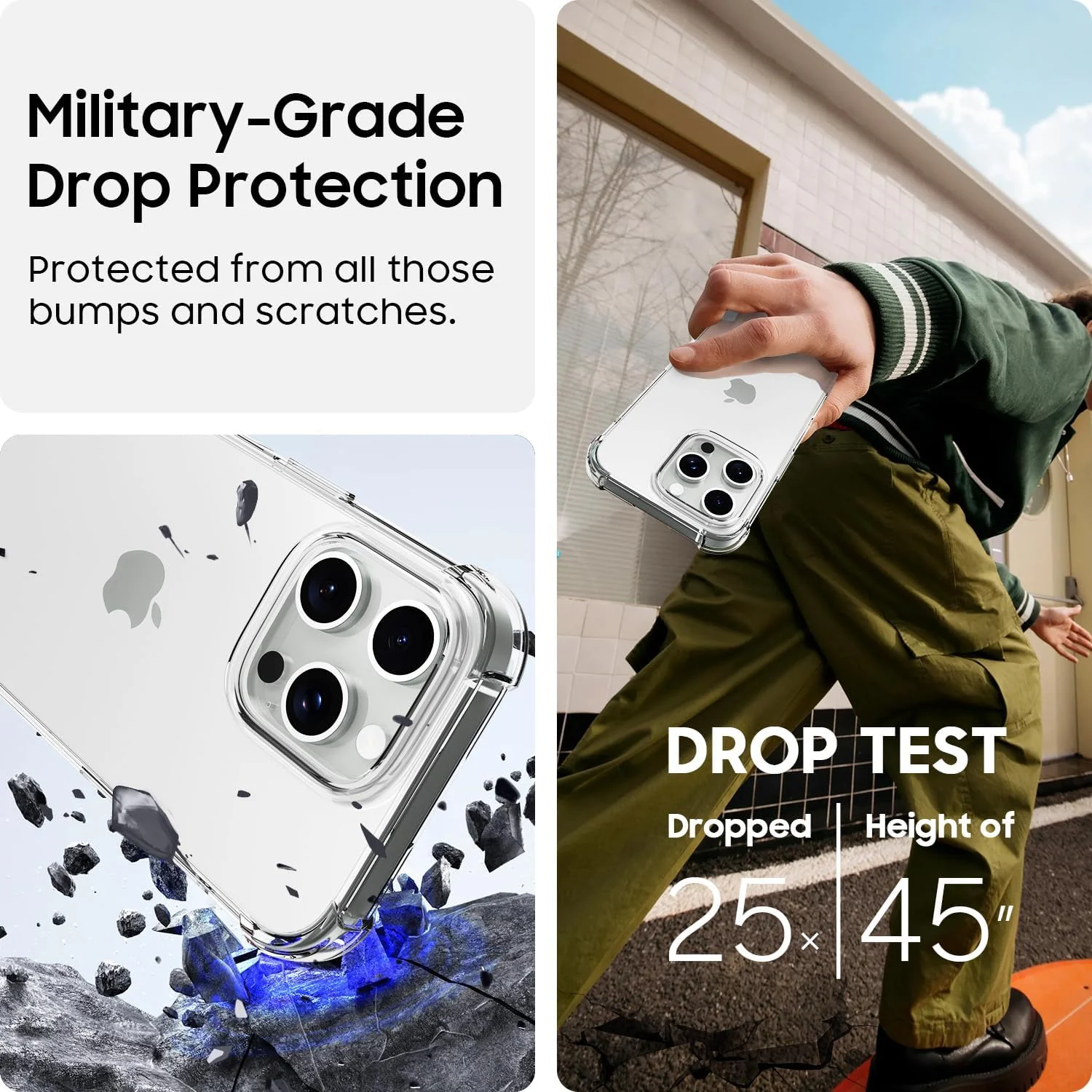 DL3 Mobilak Clear TPU Protective Case for iPhone with Camera Protection and Shockproof Design - Clear