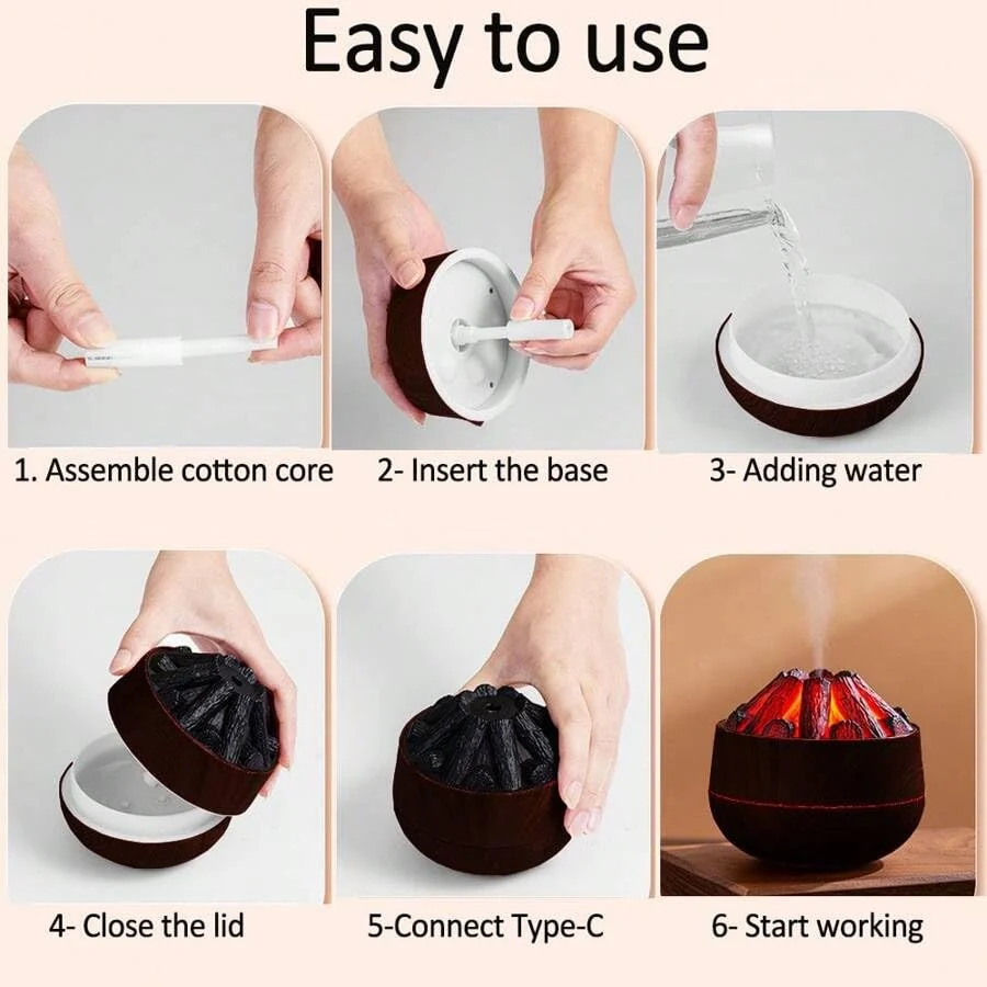 Mobigon Wood Cool Mist Ultrasonic Humidifier for Room Moisture, Aroma Diffuser for Home, 300ml Essential Oil Diffuser with 7 Colorful Night Light, Auto Shut-Off, Home, Office, car - A. Dark Brown