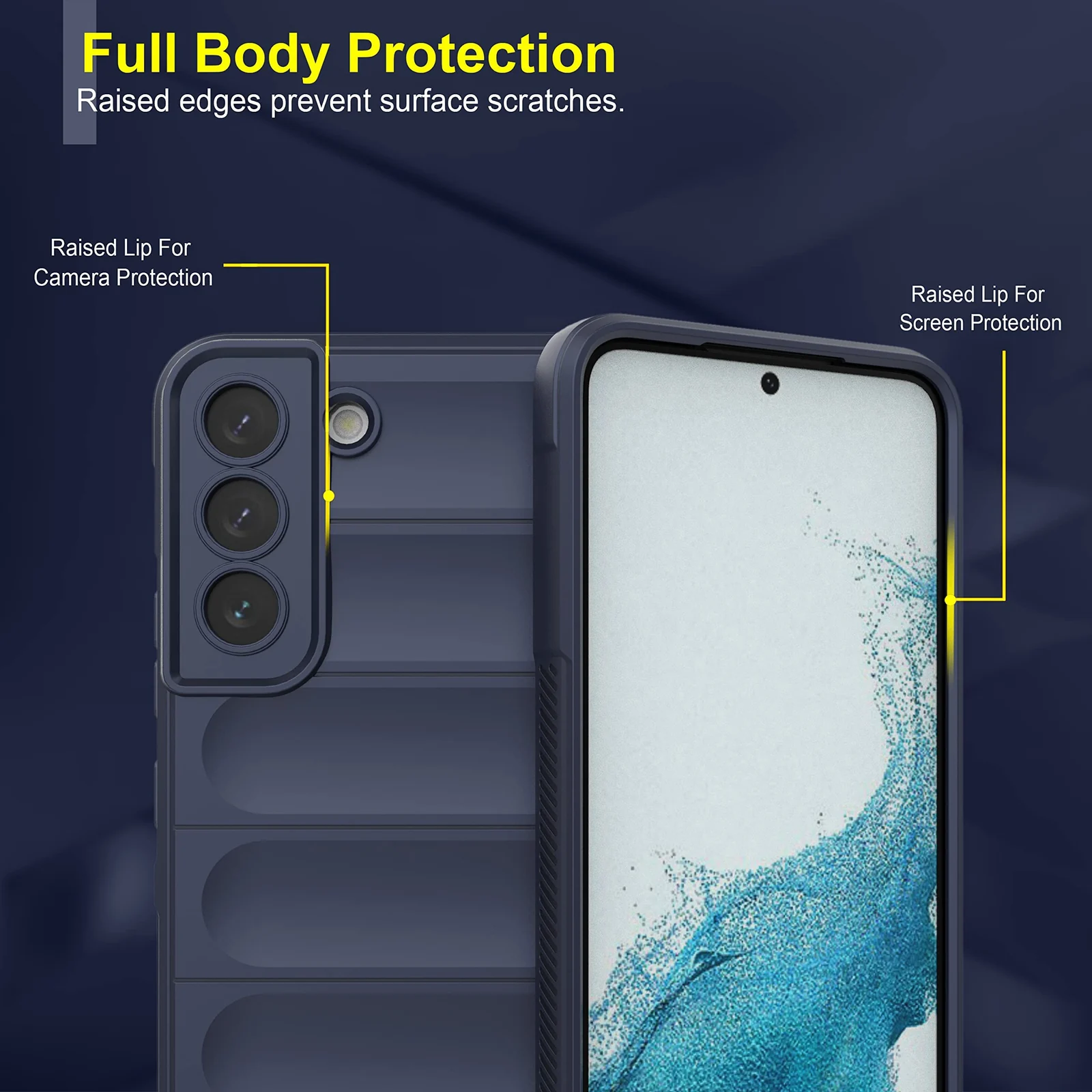 DL3 Mobilak Silicone Case for Samsung Galaxy S22+ Plus Heavy Duty Protective [Slim Fit] Shockproof Soft Flexible Protective Design Shock-Absorption TPU Cover With Camera Protection - Blue