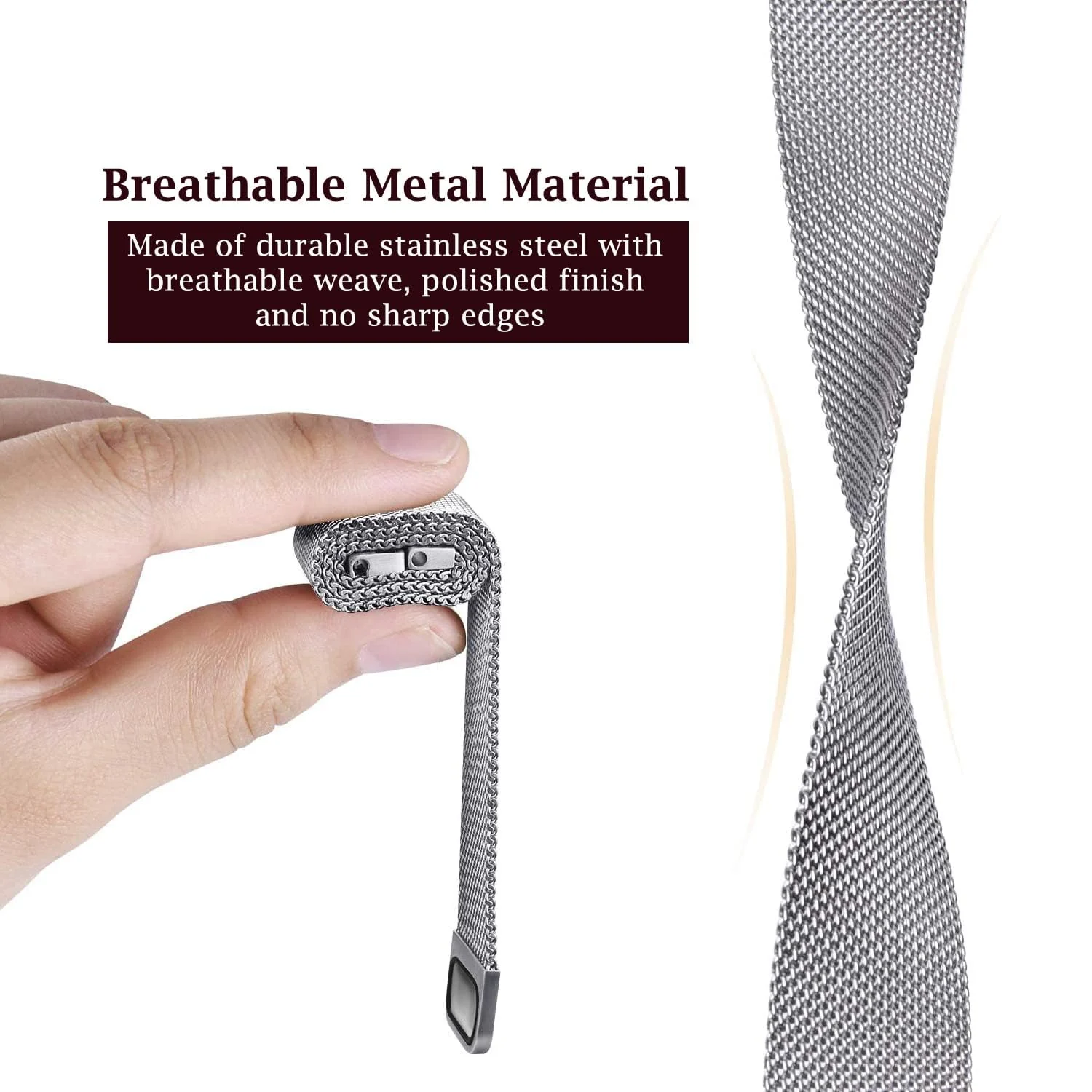 DL3 Mobilak Compatible with Xiaomi Mi Band 7 Strap for Women Men, Adjustable Stainless Steel Metal Replacement Strap Magnetic Metal Wristband, Straps Compatible with Mi Band 7 - Silver