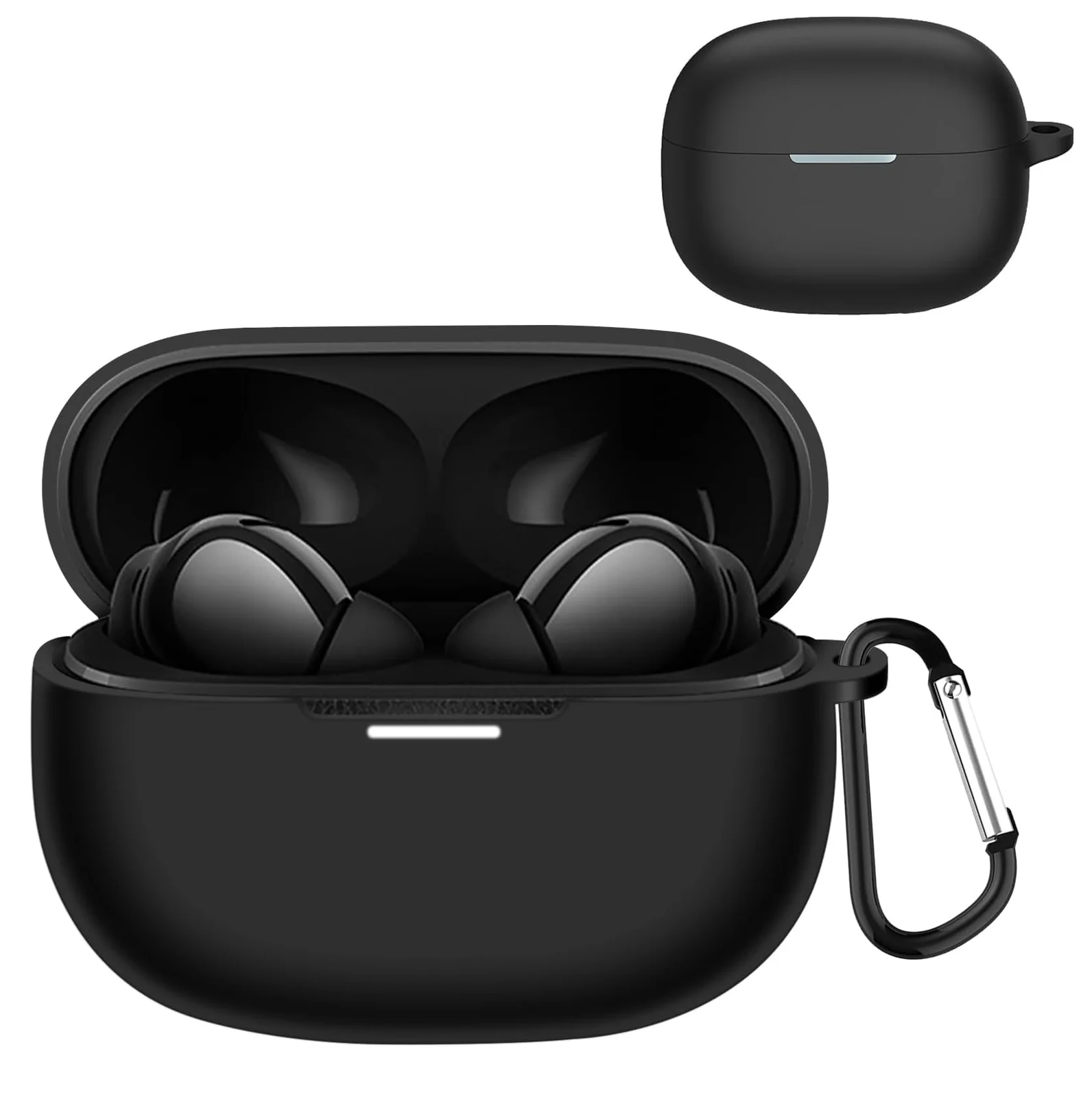 DL3 Mobilak Compatible with Xiaomi Redmi Buds 5 Pro Case Cover, Soft Silicone Shockproof Protective Skin Case for Xiaomi Redmi Buds 5 Pro Wireless Earbuds with Carabiner - Black
