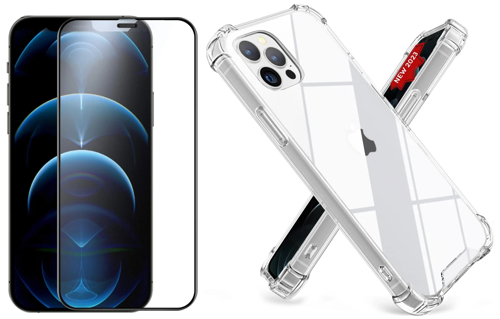 DL3 Mobilak Case Compatible with iPhone 14 Pro Max (6.7 Inch), Cover Silicone TPU Gorilla Anti-shock Protector Camera Shockproof Corners with 5D Screen Protector - Clear