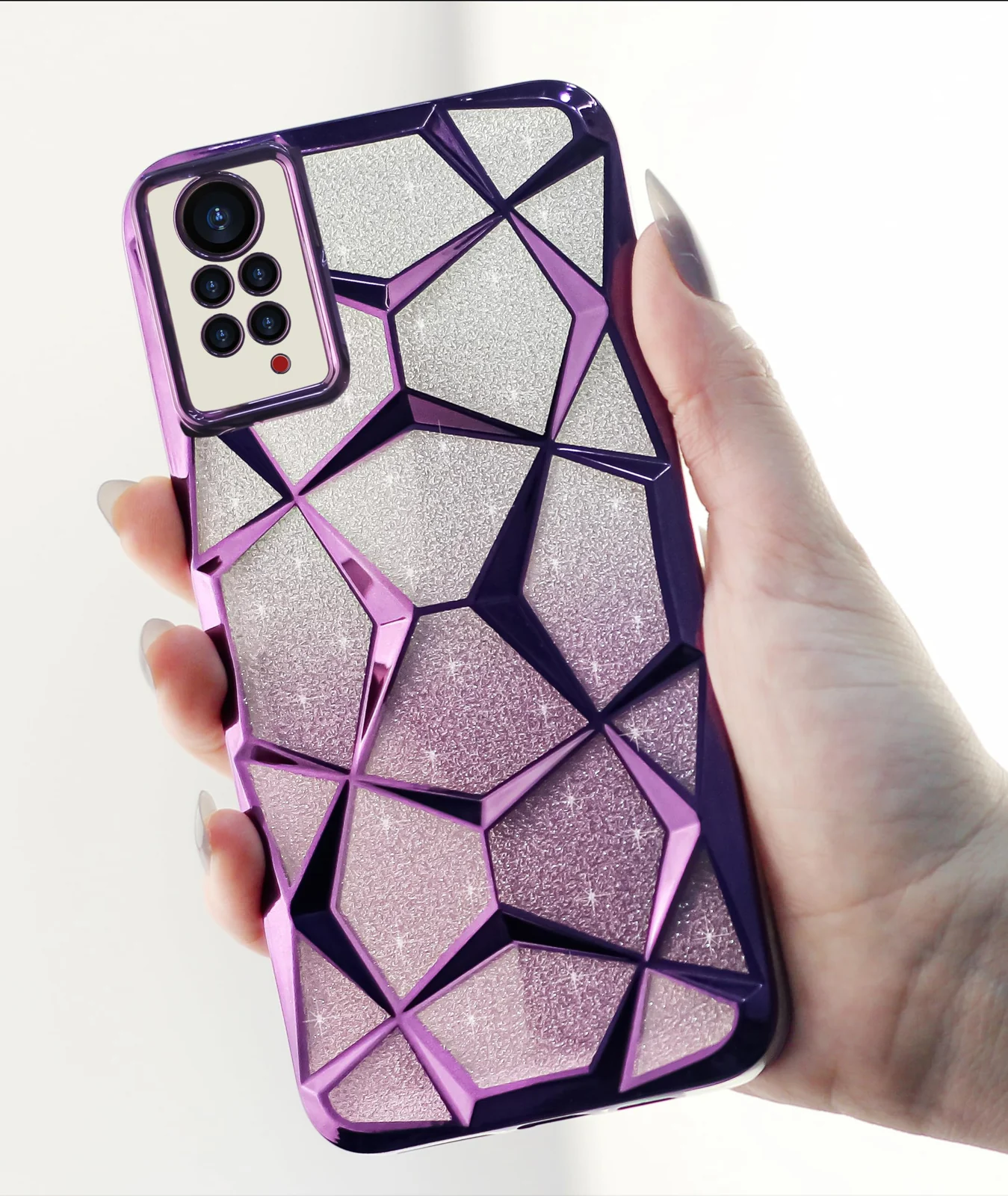 DL3 Mobilak Glitter Protective Case with Camera Protection for Xiaomi Redmi Note 11S - Purple