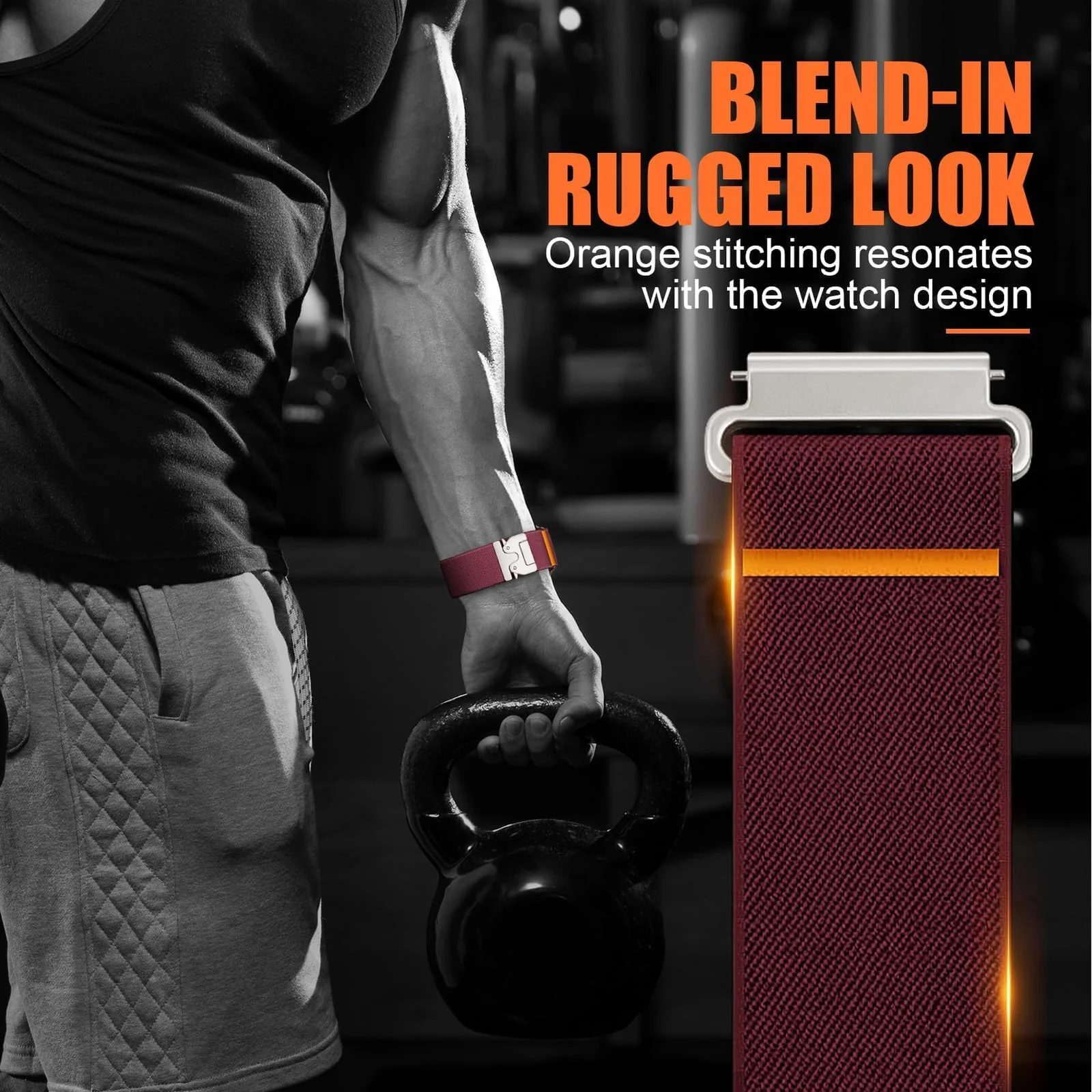 DL3 MOBILAK 22 mm Elastic Nylon Watch Strap with Parachute Buckle, Wine Red