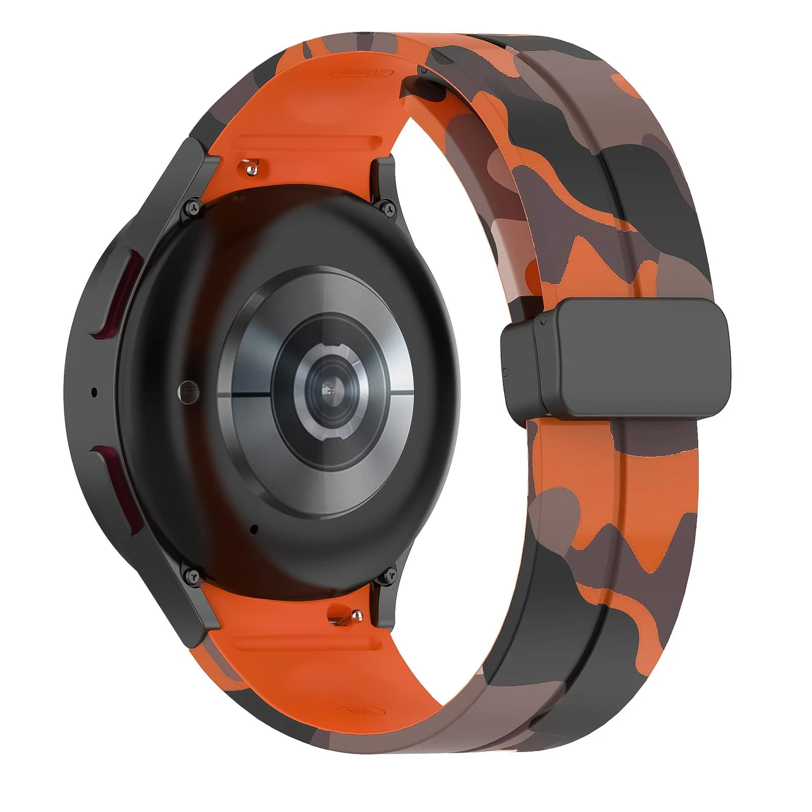 DL3 Mobilak Strap Silicone Magnetic Buckle 20MM For Samsung Gear Sport/Watch 6/5/4/5 Pro 45mm/S2 classic/active 2 40mm 44mm/Amazfit GTS 2/2e/GTS 3/3 Pro/GTS 4/GTS 2 Mini/3 Mini/4 Mini/Bip 3/Bip 3 Pro - Camouflage Orange