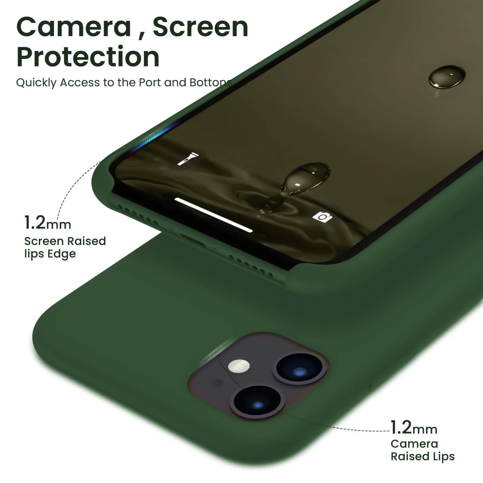 DL3 Mobilak Liquid Silicone Protective Case for iPhone 11 (6.1 Inch) with Camera Protection and Microfiber Lining - Green