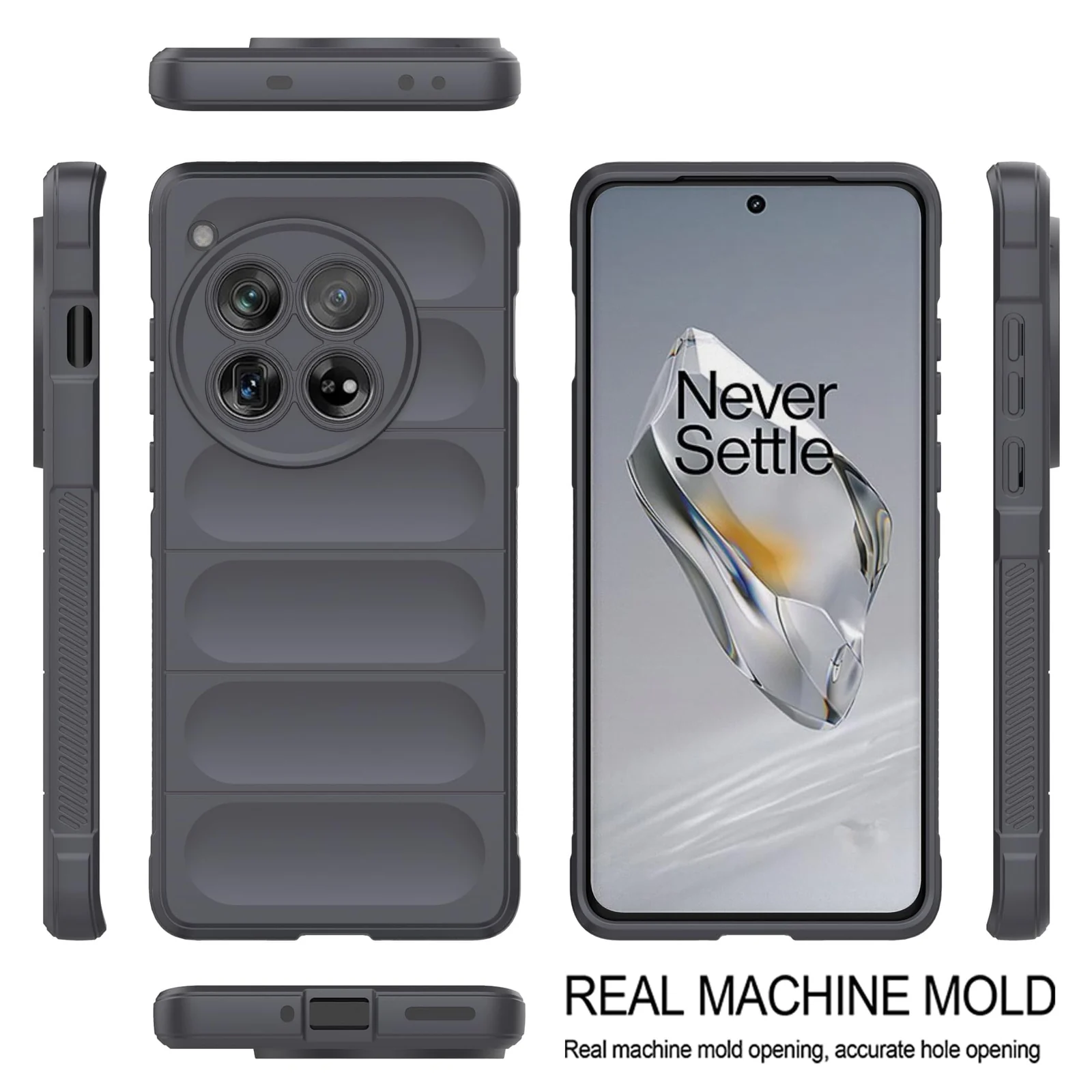 DL3 Mobilak Flexible Silicone and TPU Protective Case with Camera Protection for Oneplus 12R 5G / Oneplus Ace 3 - Dark Gray