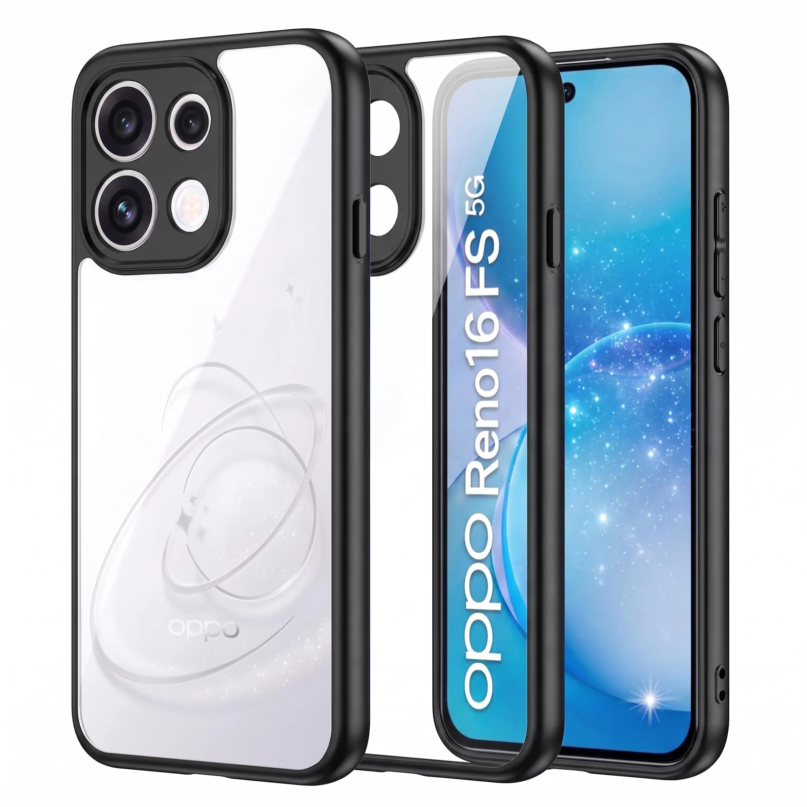 DL3 MOBILAK Clear Three-Layer Protective Phone Case for OPPO Reno 16f - Black