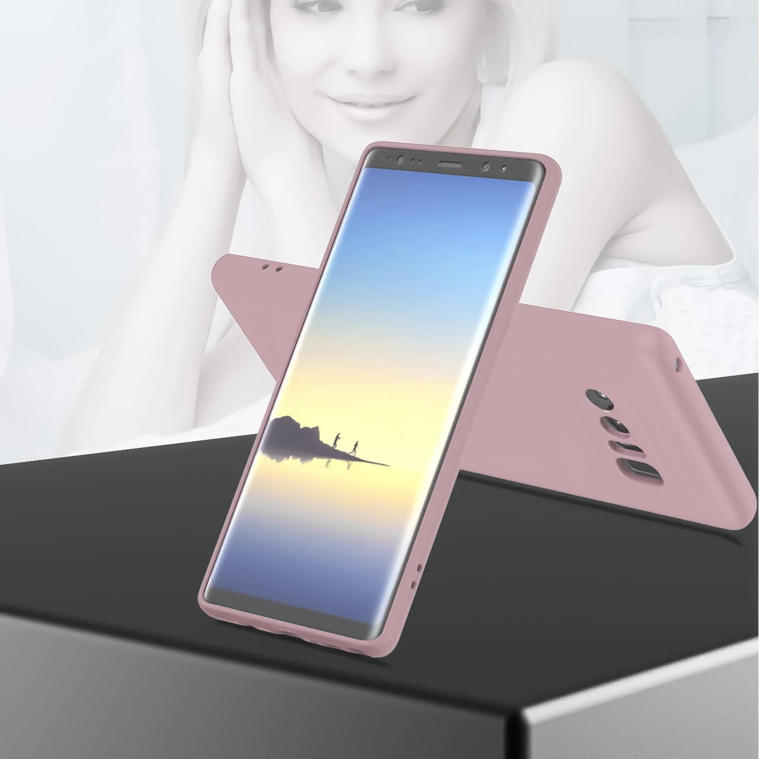 DL3 Mobilak Liquid Silicone Protective Case with Soft Microfiber Lining with Full Camera Protection for Samsung Galaxy Note 8 - Cashmere