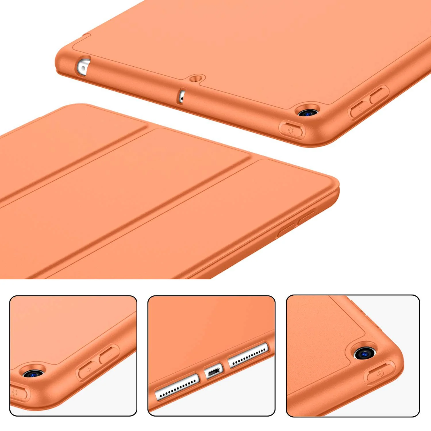 DL3 Mobilak Smart Case for Samsung Galaxy Tab A8 10.5 Inch 2021(-X200/-X205/-X207) with Pencil Holder, Soft TPU Smart Stand Back Cover Auto Wake/Sleep Feature - Orange