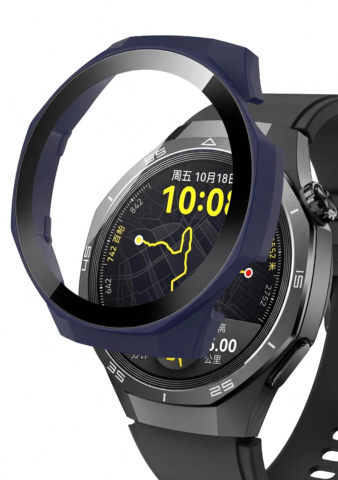 DL3 MOBILAK Full-Coverage Watch Case with Tempered Glass for Huawei Watch GT 5 Pro 46 mm, Blue