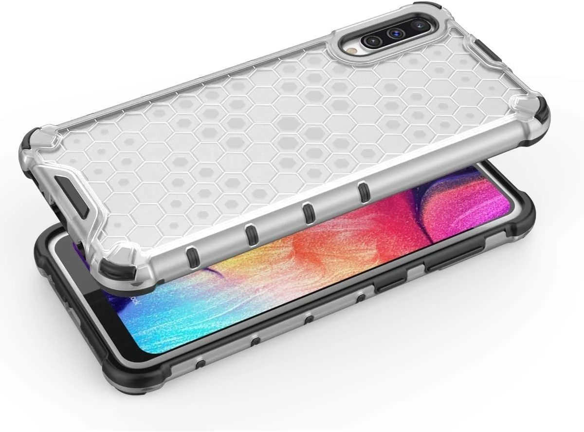 DL3 Mobilak Honeycomb Protective Case for Samsung Galaxy A50 / A30S / A50S, Shock-absorbing protection, Transparent design, Slim, lightweight profile - Clear